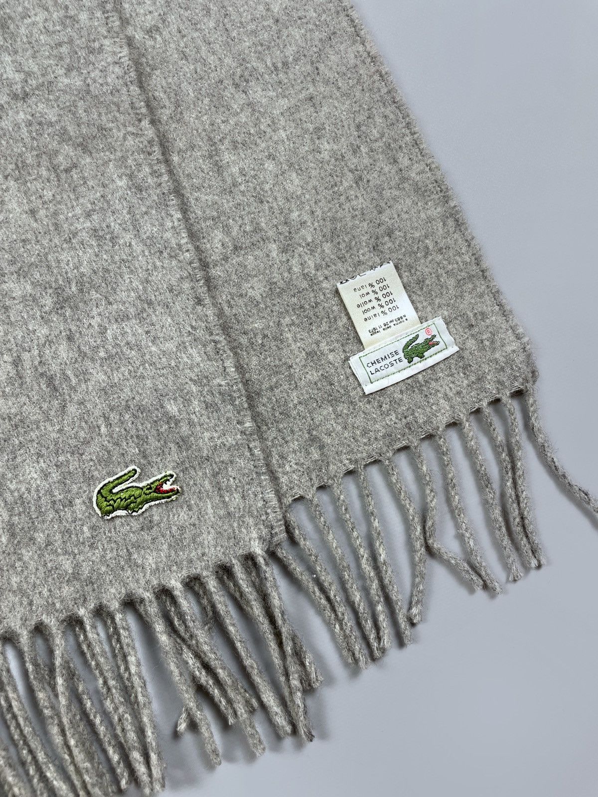 Lacoste Vintage Chemise Lacoste Wool Knit Logo Scarf Neckwear 170 cm Size ONE SIZE - 3 Thumbnail