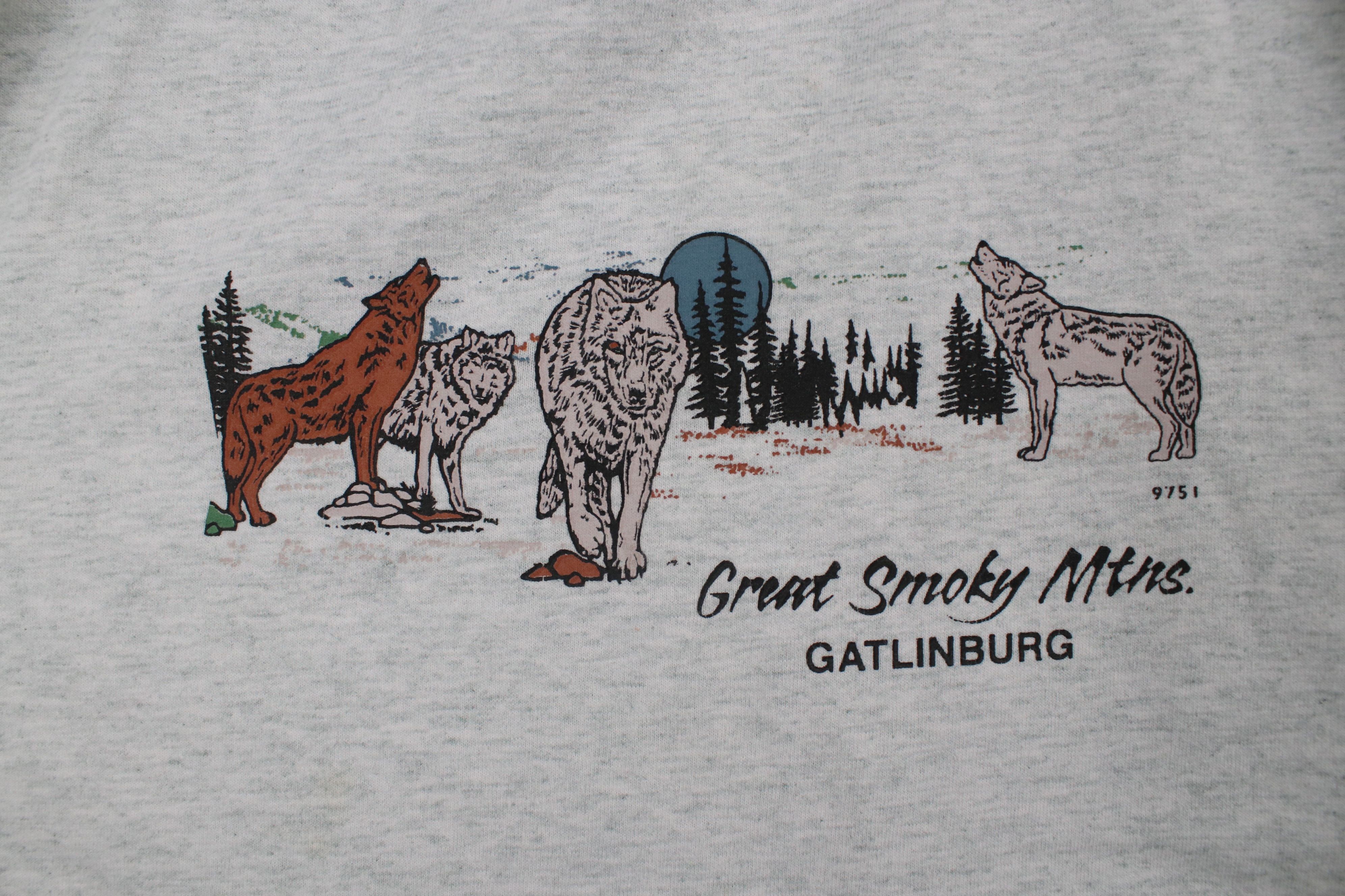 Vintage Vintage 90s Streetwear Great Smoky Mountains Wolf T-Shirt Size US XXL / EU 58 / 5 - 4 Thumbnail