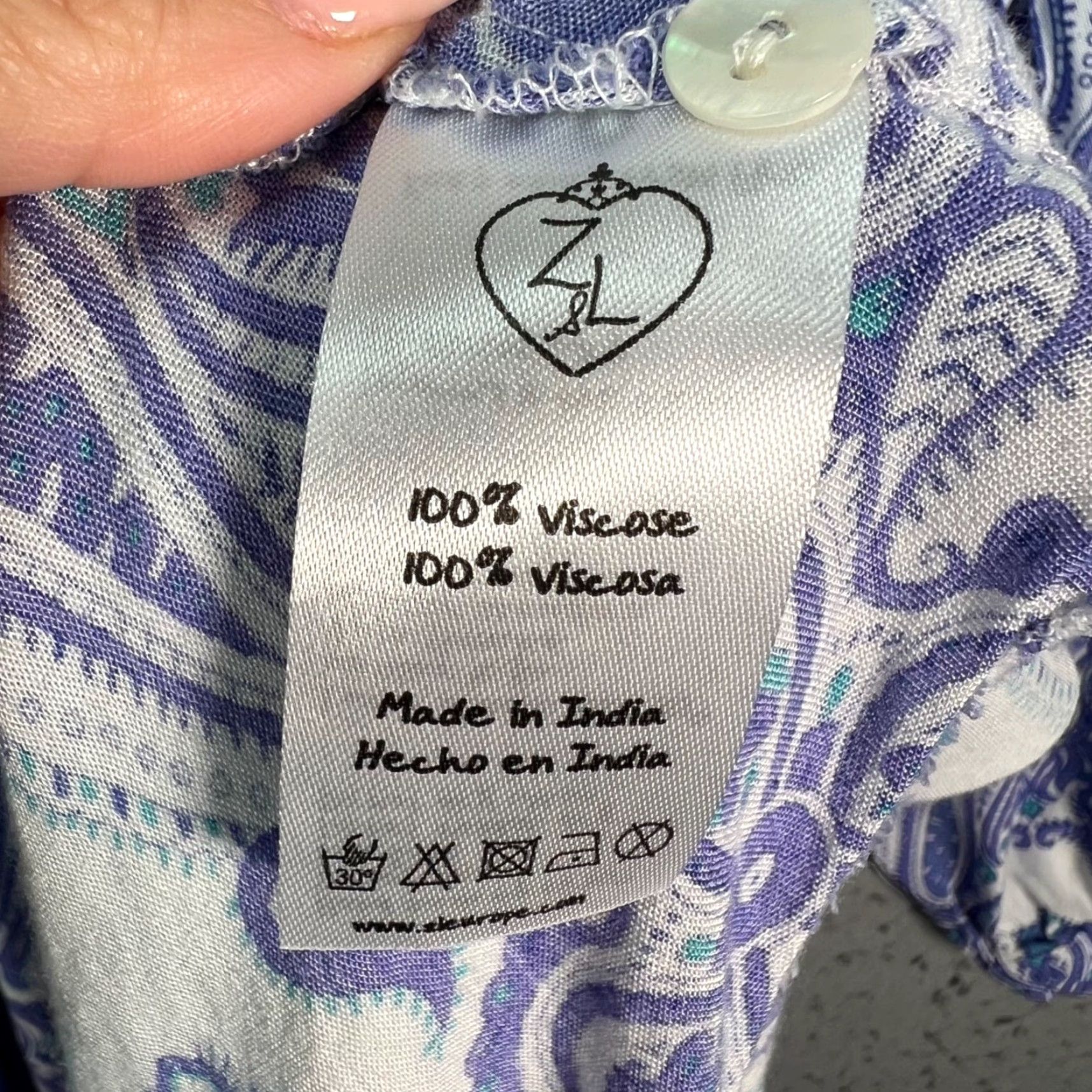 Vintage Z & L Women's Large Maxi Dress Bohemian Paisley V-Neck Button Detail Elastic Waist Long Sleeve Blue Casual Summer Spring Costume Not Vintage Size L / US 10 / IT 46 - 4 Thumbnail