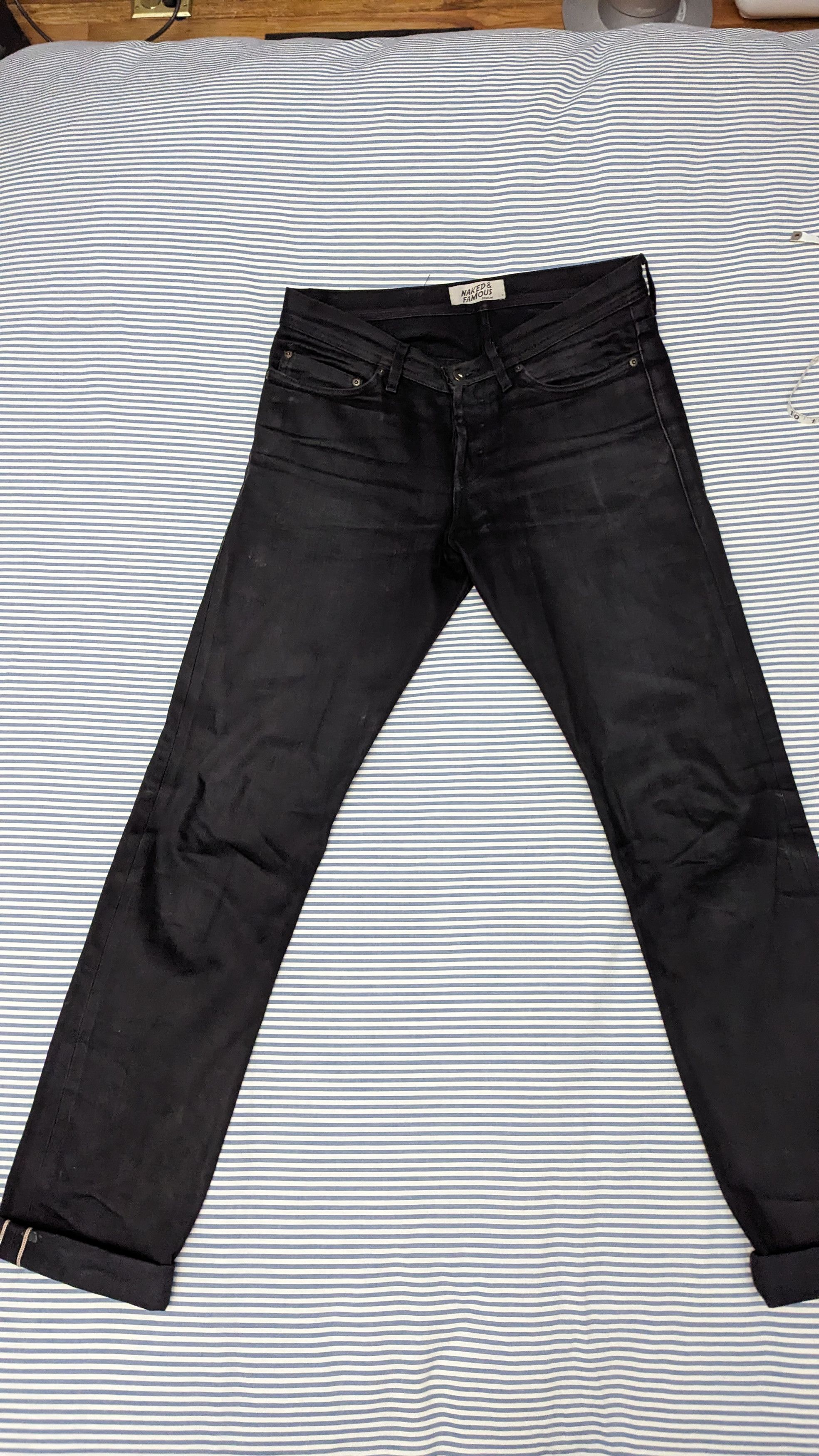 Naked & Famous Naked and Famous Weird Guy Solid Black Selvedge Jeans |  Grailed