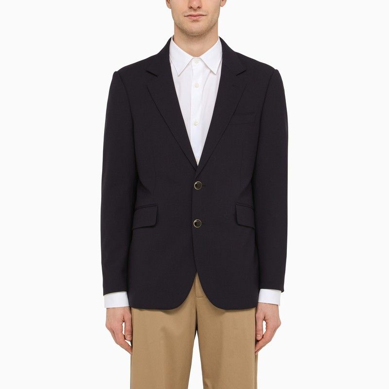 image of Pt Torino Navy Blue Single-Breasted Jacket In Wool Blend, Men's (Size Large)