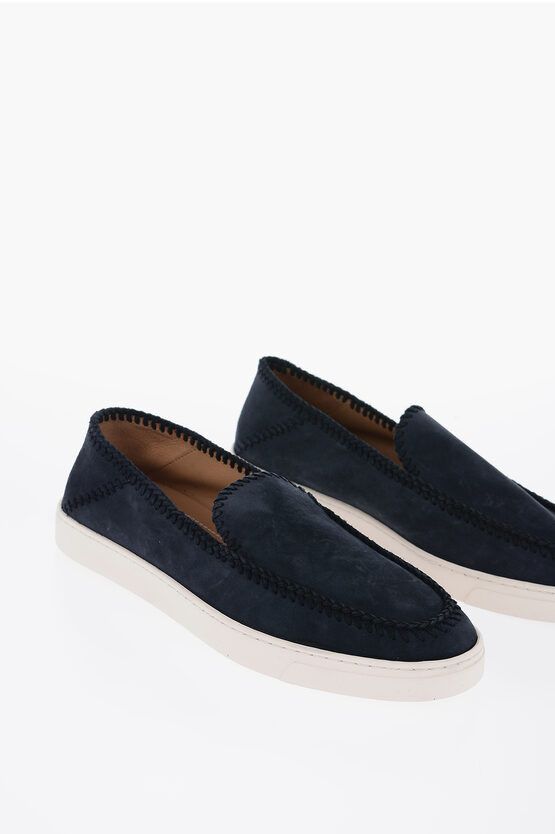 image of Armani Og1Mm0424 Suede Slip Sneakers In Blue, Men's (Size 12)