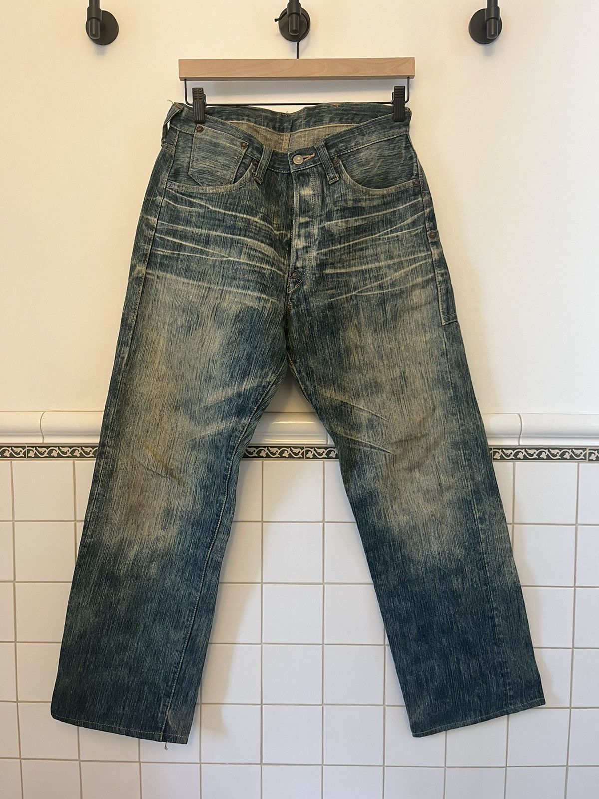 image of Distressed Denim x Sugar Cane Edo Ai Jeans in Blue, Men's (Size 31)