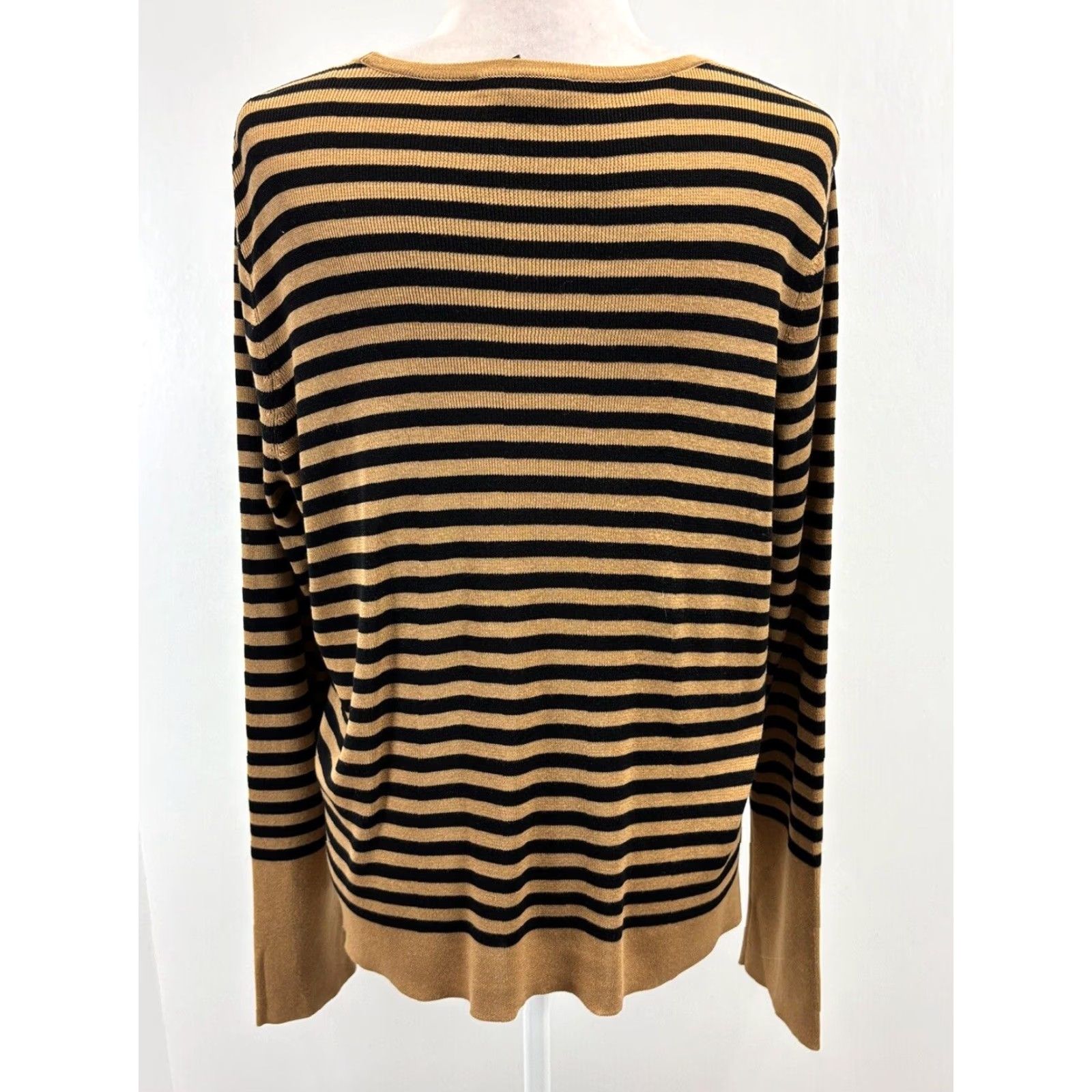 Eileen Fisher VINTAGE Eileen Fisher Knit Sweater Shirt Women’s Large Striped Silk Blend Black Brown Classic Lagenlook Size L / US 10 / IT 46 - 3 Thumbnail