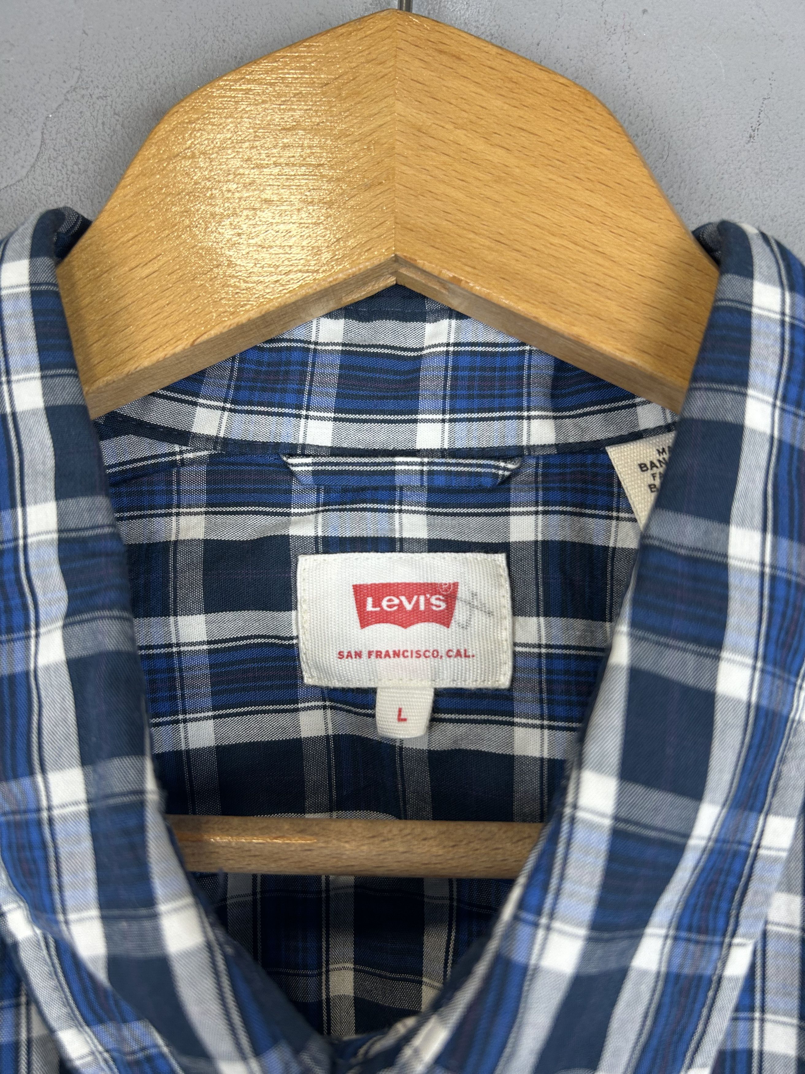 Levi's Levi's Check Shirt Blue White Tab Long Sleeve Oldmoney Size US L / EU 52-54 / 3 - 5 Thumbnail