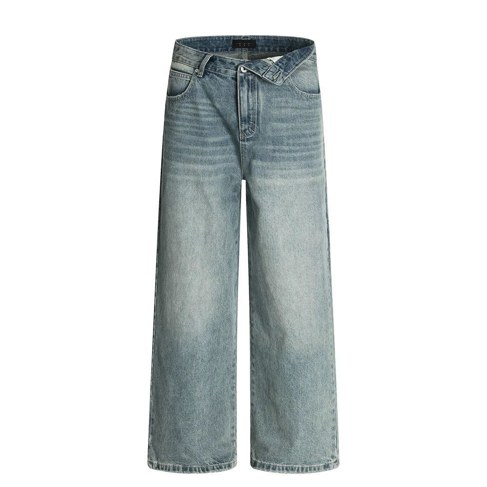 Jean Retro punk washed men's asymmetrical waist loose jeans Size US 32 / EU 48 - 1 Thumbnail