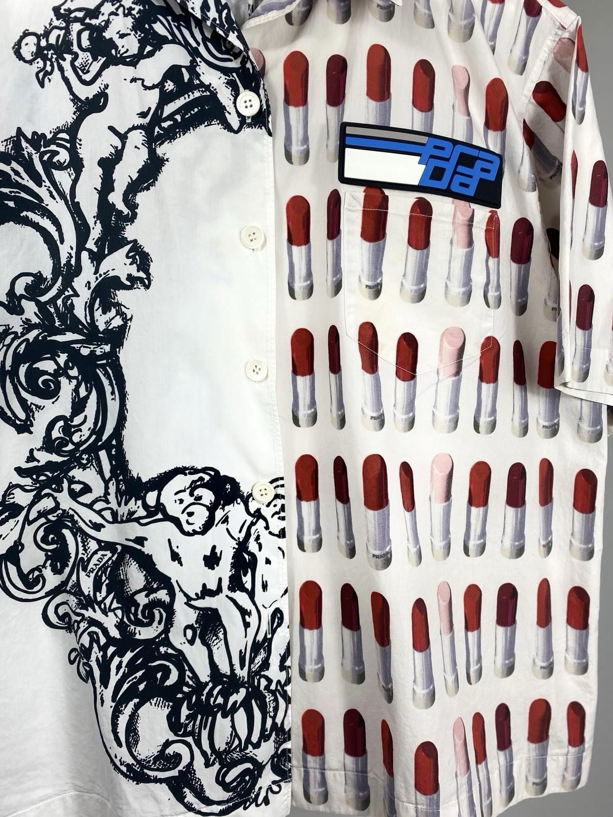 Prada Prada Double Logo Lipstick Button Short Sleeve Shirt FW18 Size 36R - 3 Thumbnail