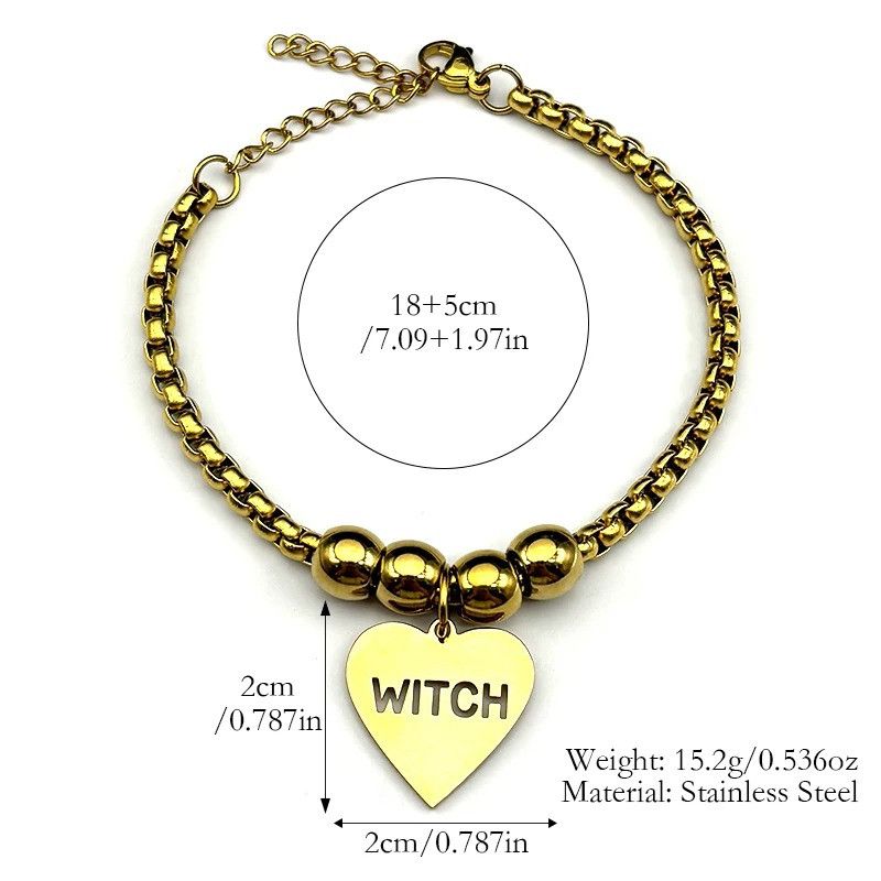 Jewelry Gothic Love Heart Witchcraft Bracelet Size ONE SIZE - 4 Thumbnail