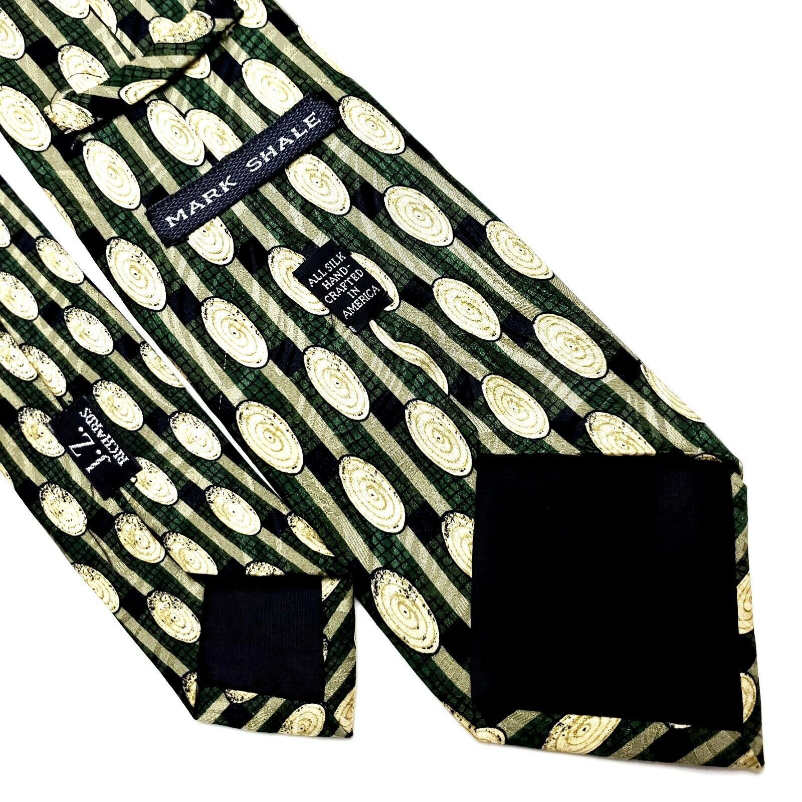 Vintage JZ Richards Silk Tie Print Green Black Geometric Wide Size ONE SIZE - 5 Thumbnail