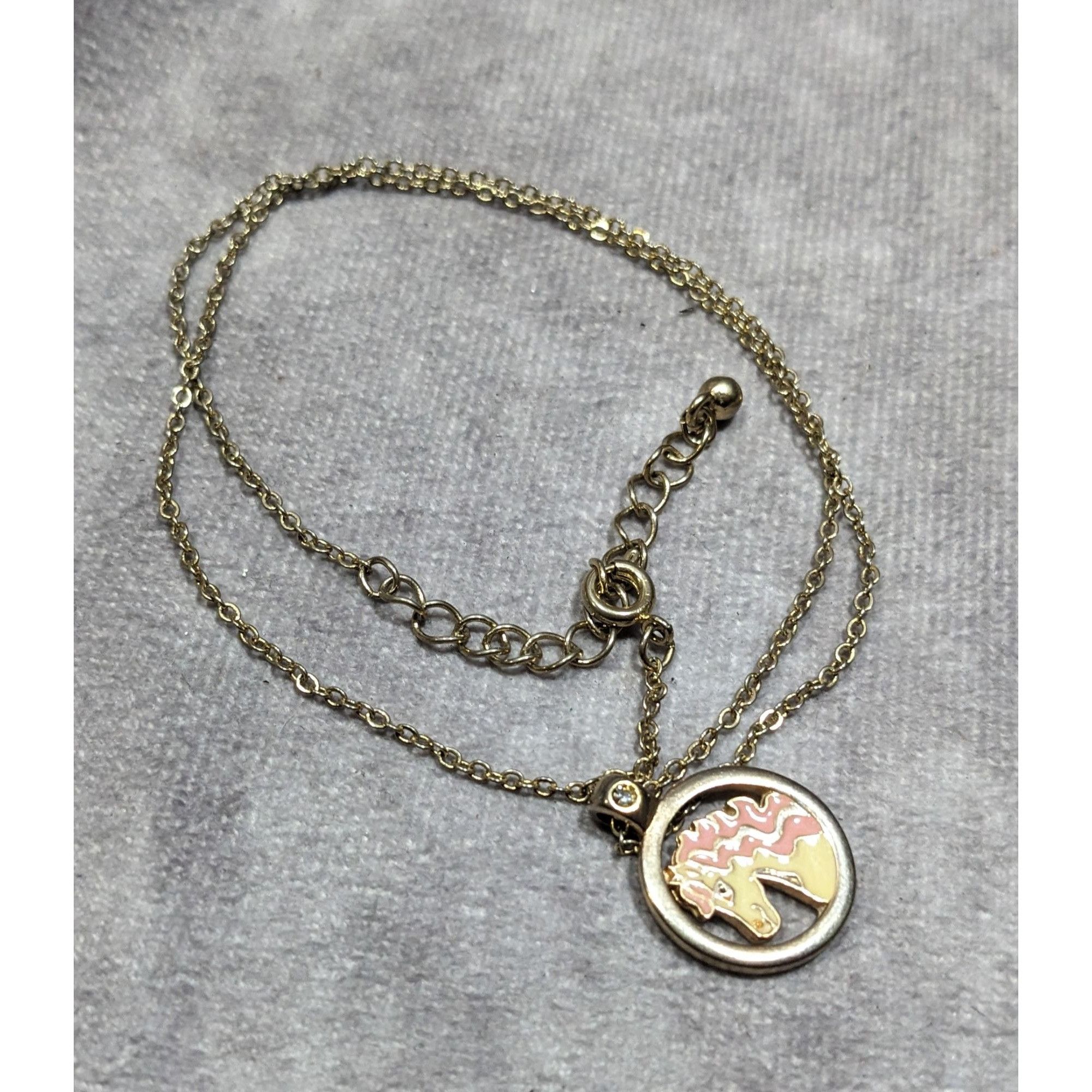 Other Vintage Pink And White Unicorn Pendant Necklace With Gold To Size ONE SIZE - 6 Thumbnail