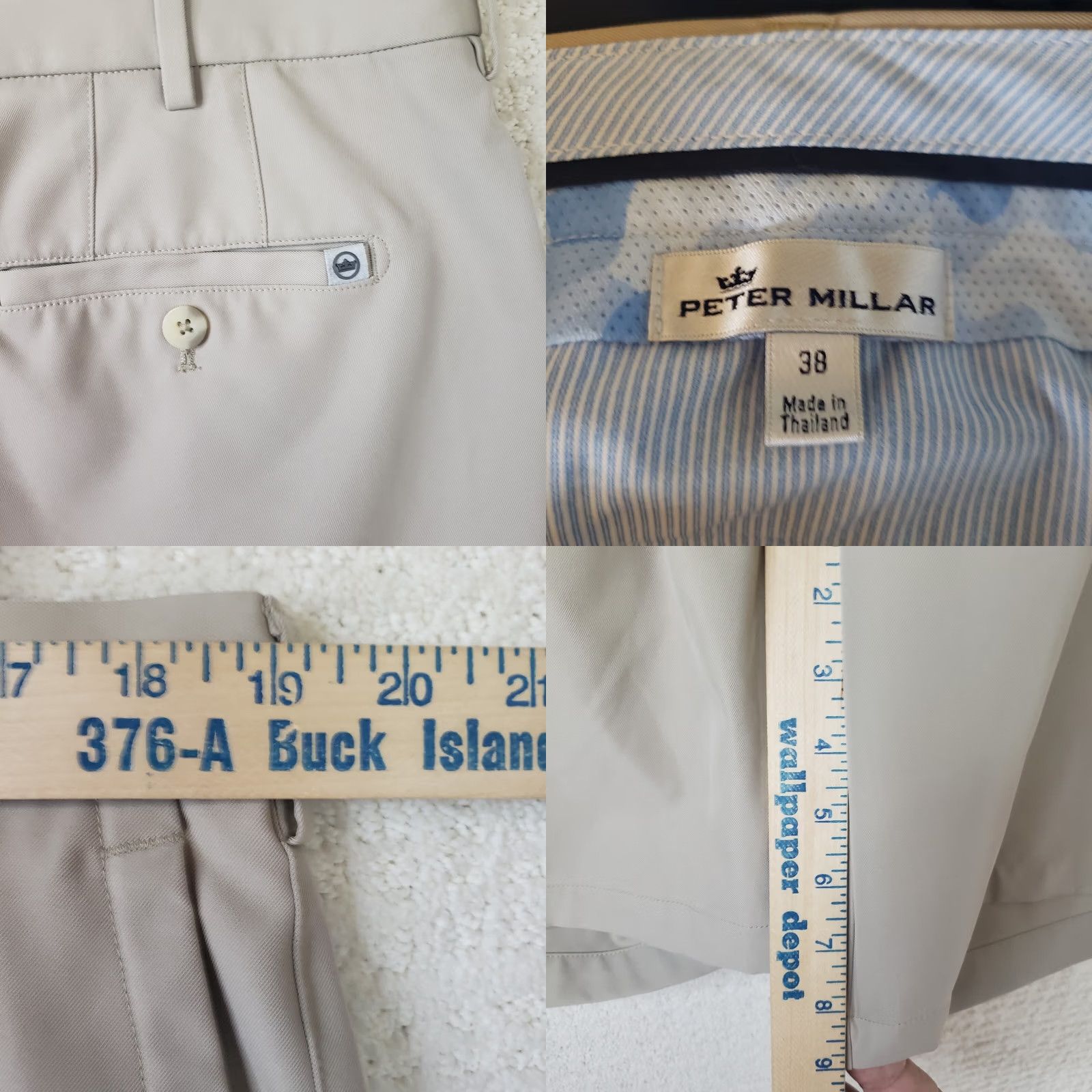 Peter Millar Peter Millar Wicking Performance Chino Shorts Men 38 Beige Golf Casual Size US 38 / EU 54 - 8 Thumbnail