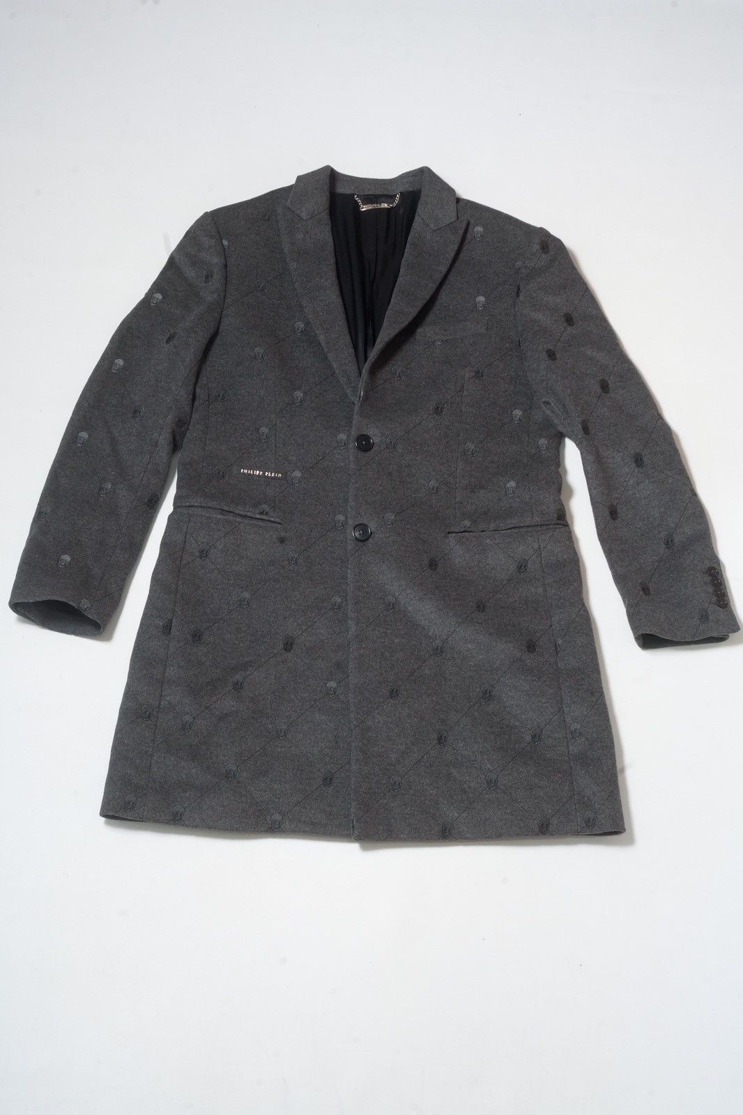 Philipp Plein PHILIPP PLEIN Monogram Embossed Skull Wool Coat Size US L / EU 52-54 / 3 - 1 Thumbnail
