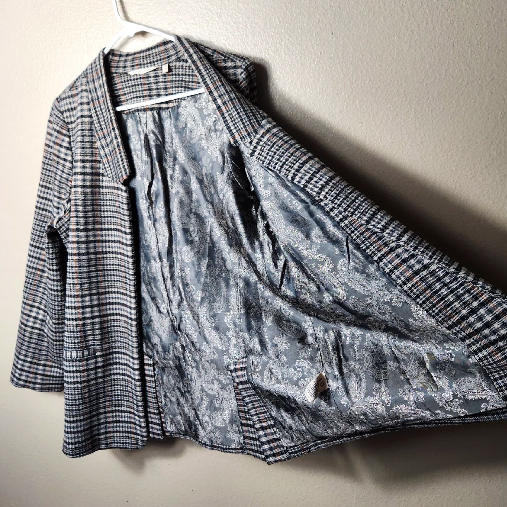 Soft Surroundings Soft Surroundings St. James Jacket Blazer Open Front Houndstooth Plaid-Size M Womens Regular Blazer Open Front Size M / US 6-8 / IT 42-44 - 6 Thumbnail