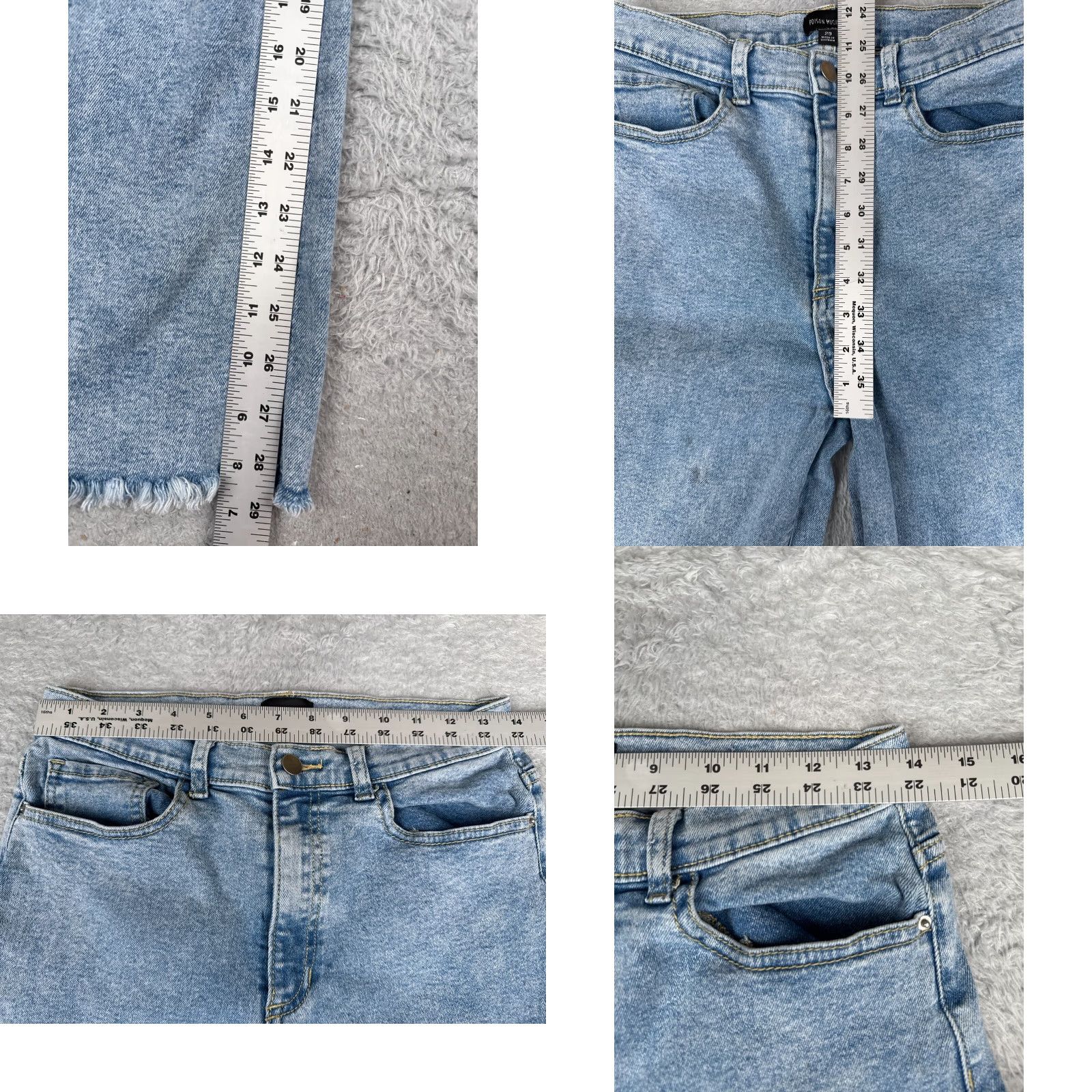 Zara Zara Womens Jeans 29 Blue Distressed Wide Leg High Rise Cotton Grunge 28x29 Size 29" - 8 Thumbnail
