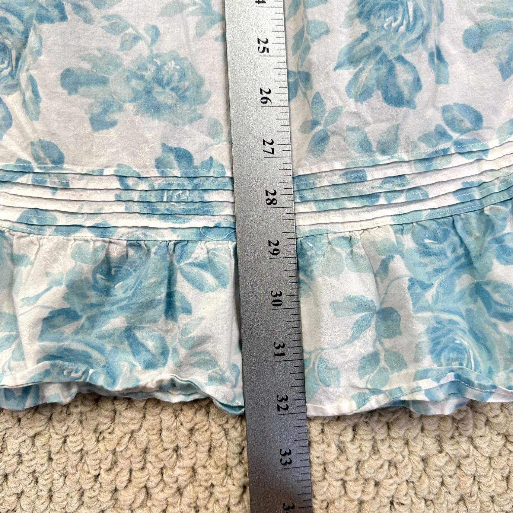 Vintage Eileen West Nightgown Womens XL Blue White Floral Lace Sleeveless Chemise Size ONE SIZE - 7 Thumbnail