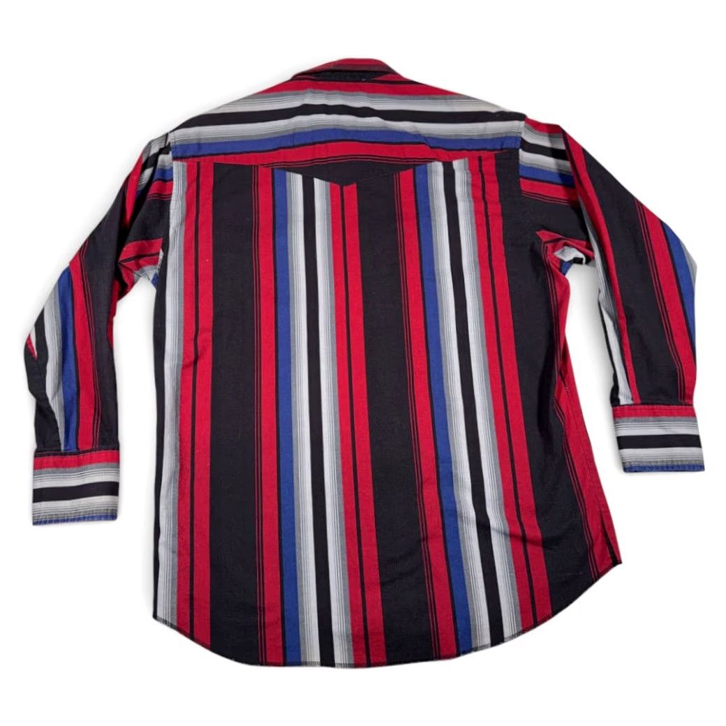 Wrangler VINTAGE Wrangler Western Shirt Mens LARGE Red Striped Cotton Pearl Snap 80s Size US L / EU 52-54 / 3 - 3 Thumbnail