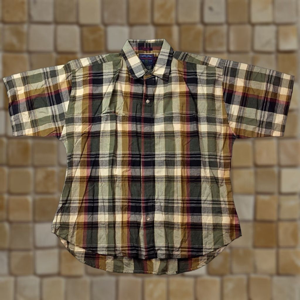Members Only VINTAGE Members Only 90s Plaid Shirt Mens Large Cotton Canvas Button-Up Short Sleeve Collar Shirt Size US L / EU 52-54 / 3 - 1 Thumbnail