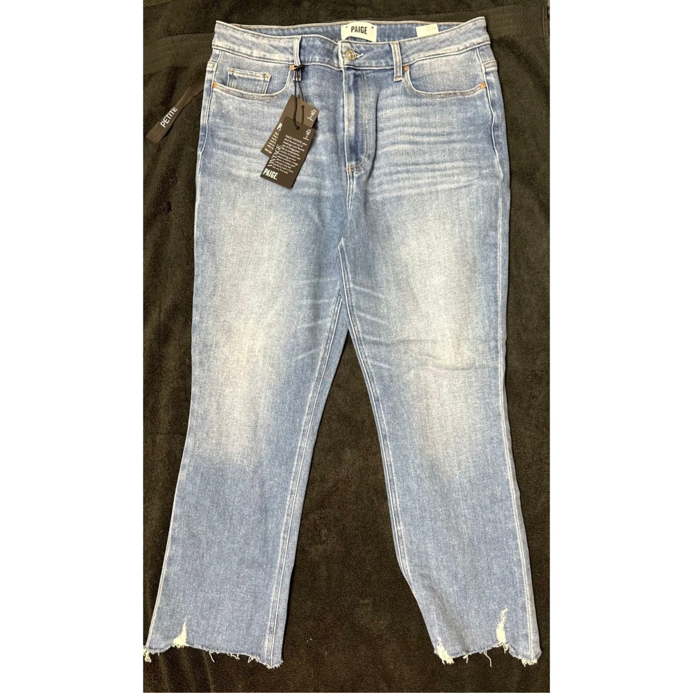 Paige Paige Cindy Raw Hem High Waist Ankle Straight Leg Jeans 32 Size 32" / US 10 / IT 46 - 12 Thumbnail