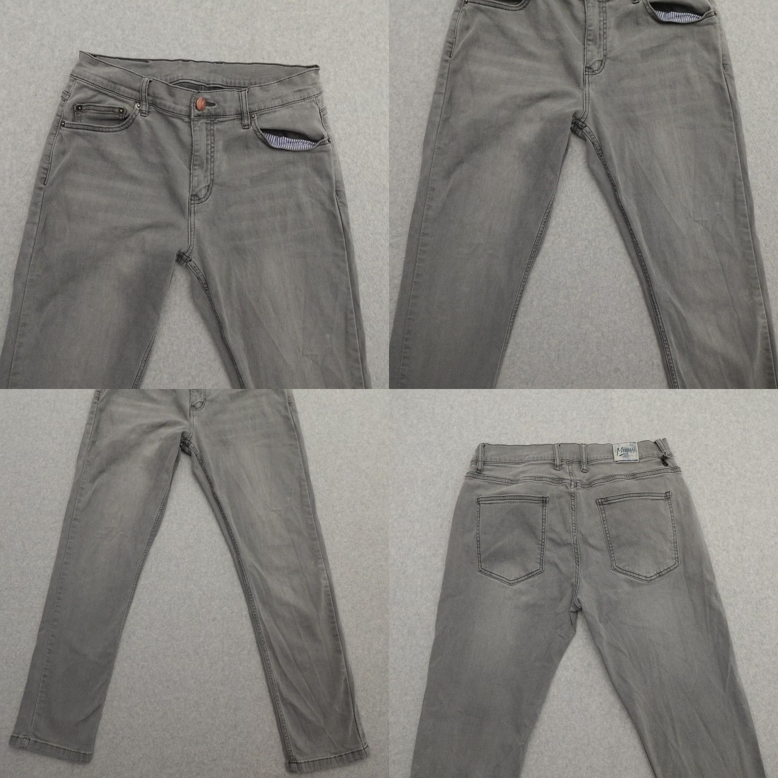 Vintage MUGSY Jeans Mens 30 (30X29) Gray Taper Stretch Tapered Leg Shirt Size US 30 / EU 46 - 9 Thumbnail