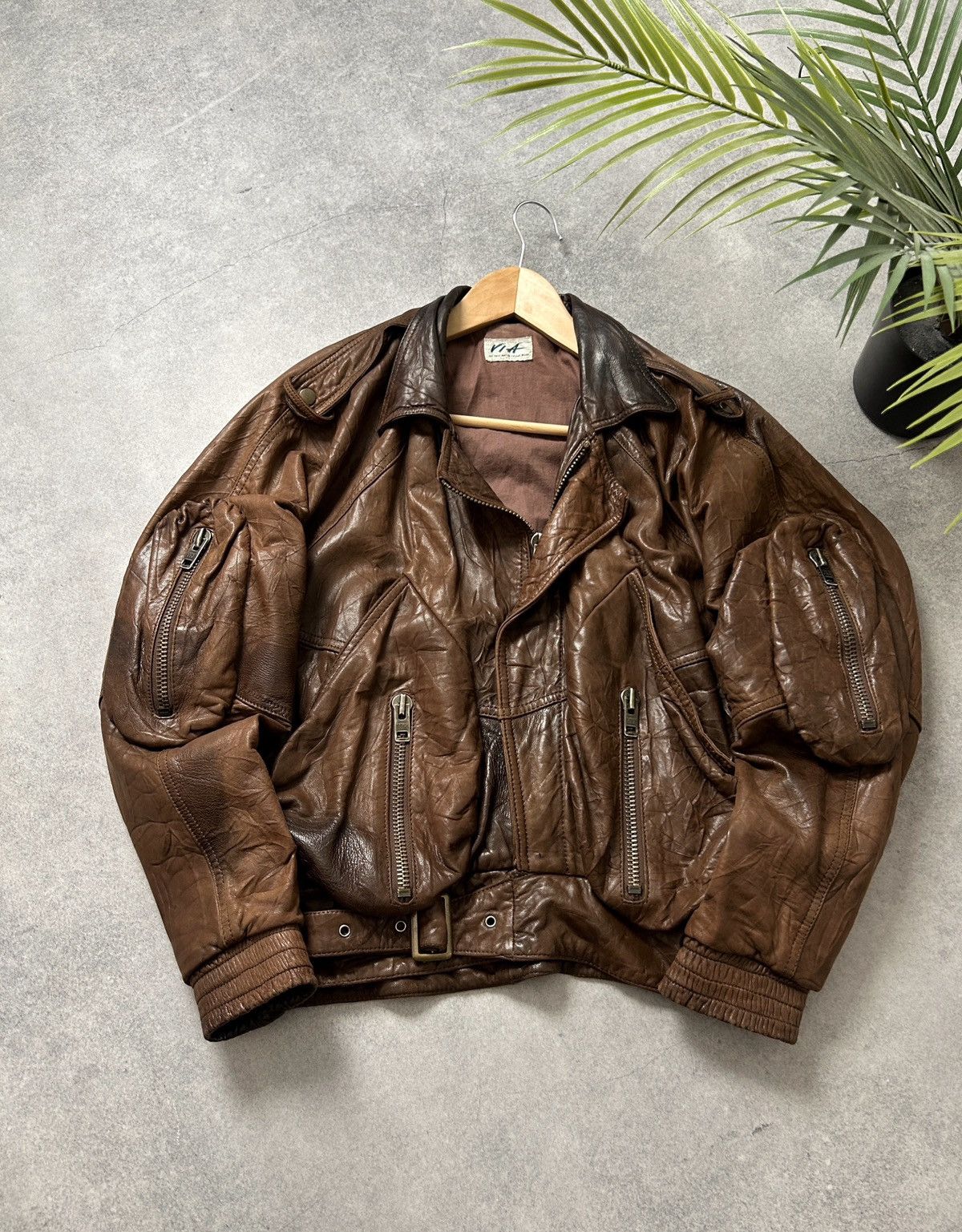 Genuine Leather Vintage Avant-garden multi-pocket jacket mens 90s Size US S / EU 44-46 / 1 - 3 Thumbnail