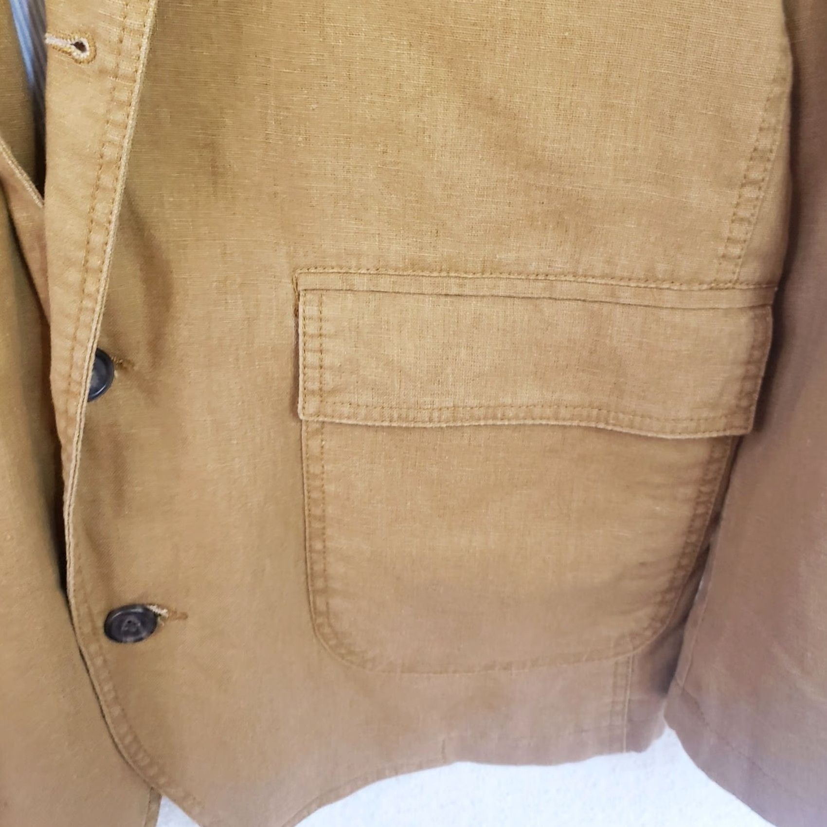 The Territory Ahead Territory Ahead Blazer Shirt Men 40S Brown Linen Silk Notch Casual Beach Sports Size 40R - 5 Thumbnail