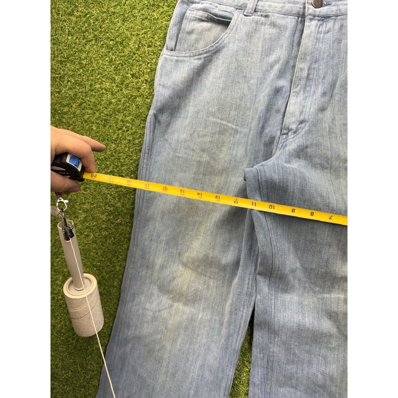 Bell Vintage 70s Jeans Mens 36 Pants Bell Bottoms Light Wash Distressed Workwear Denim Blue 1970s Mens Jeans 36 Distressed Bell Bottoms Jeans Size US 36 / EU 52 - 3 Thumbnail