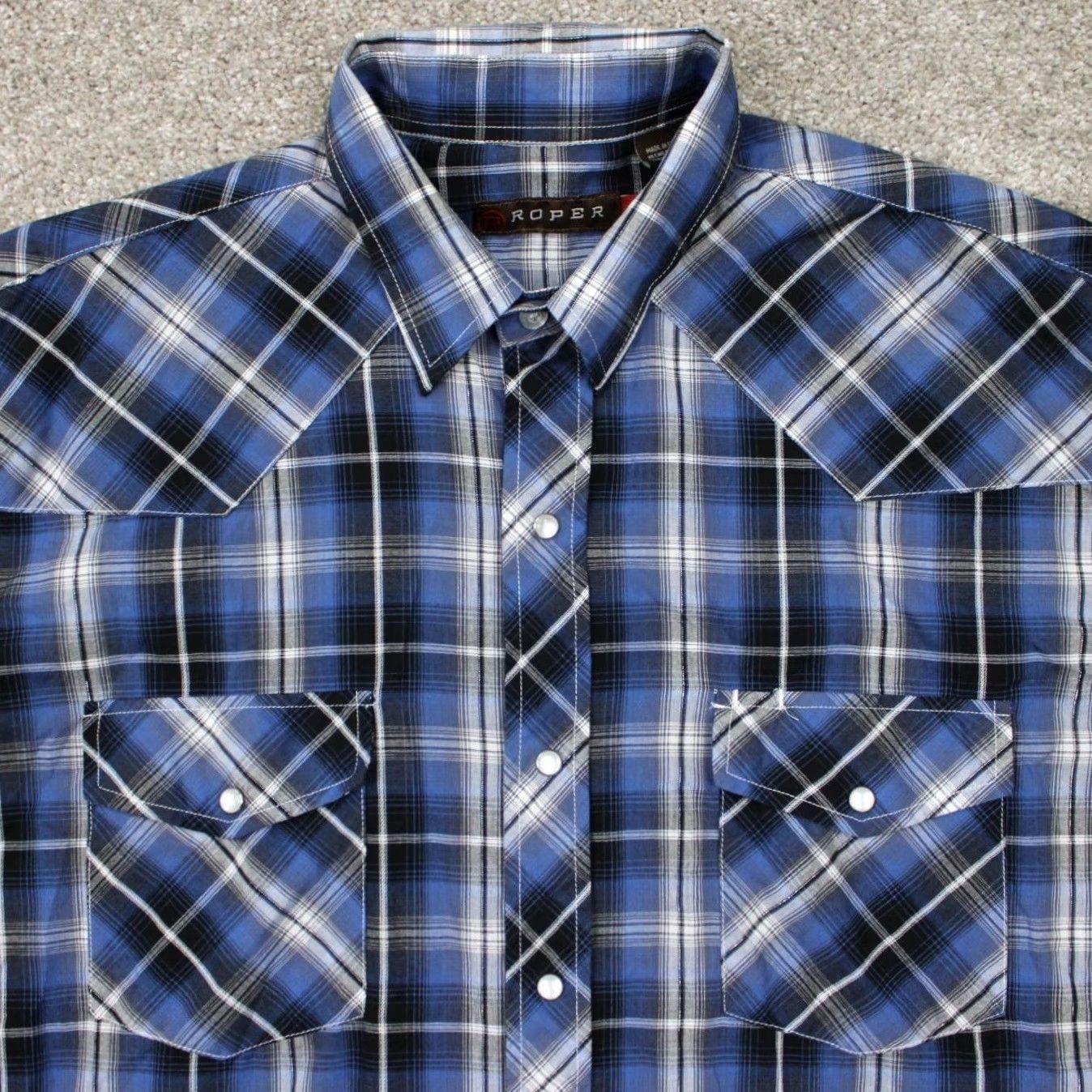Roper Roper Pearl Snap Shirt Mens Large Plaid Long Sleeve Blue Pattern Cowboy Western Pearl Snap Button-Up Shirt Mens Large Size US L / EU 52-54 / 3 - 5 Thumbnail