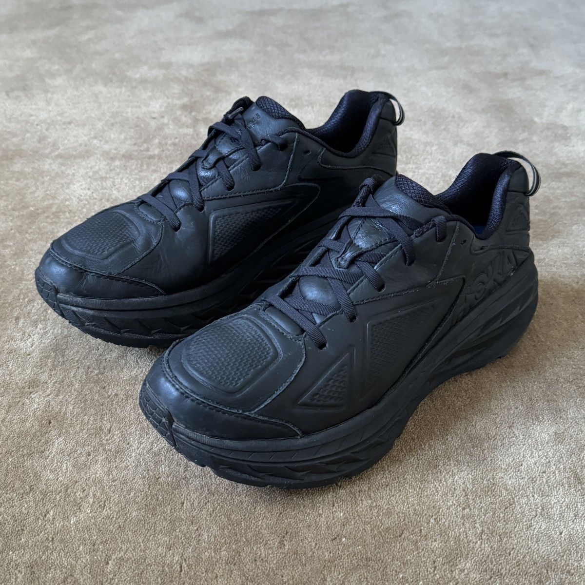 image of Hoka x Hoka One One Bondi Black Leather Shoes, Men's (Size 11)