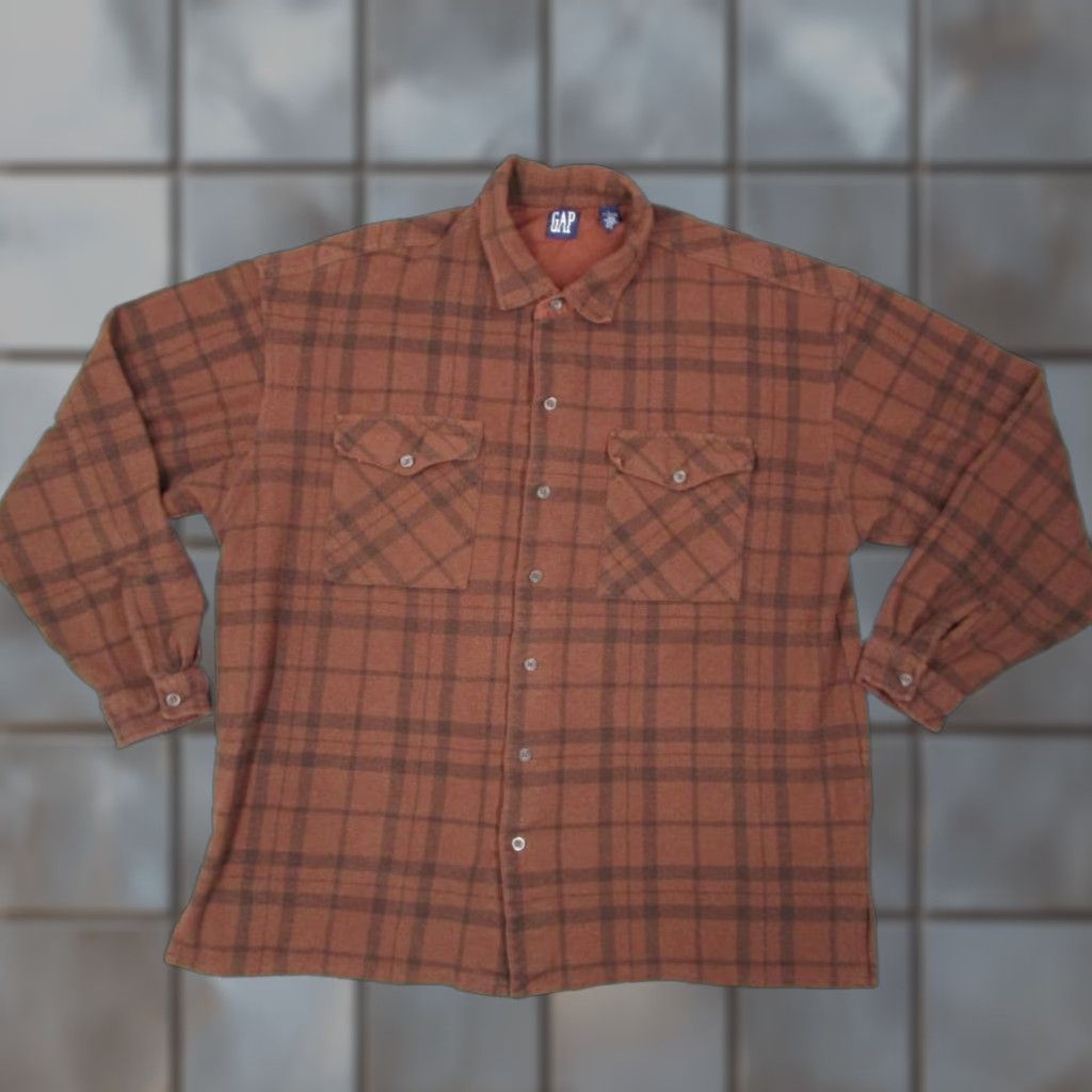 Gap VINTAGE Gap Jacket Mens Large Brown Plaid Shacket - Over Shirt - 90s Bohemian Retro Warm All Seasons Bomber Style Mens L Brown Plaid Jacket Size US L / EU 52-54 / 3 - 1 Thumbnail