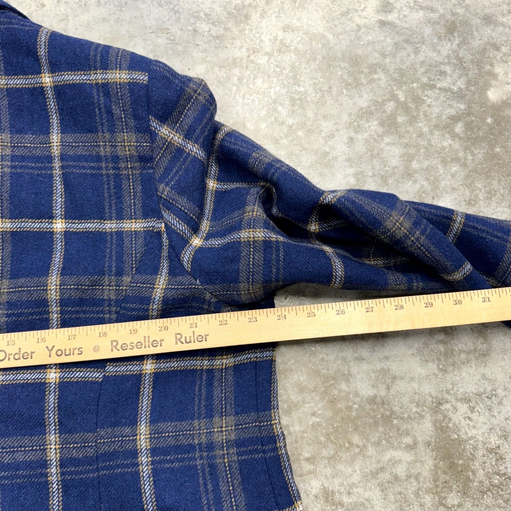 Vintage Jessica London Womens Blazer Size 16P Blue Plaid 2 Button Pockets Lined Jacket Notch Sleeve Long Wool Polyester Nylon Business Womens Size XXL / US 16-18 / IT 52-54 - 6 Thumbnail