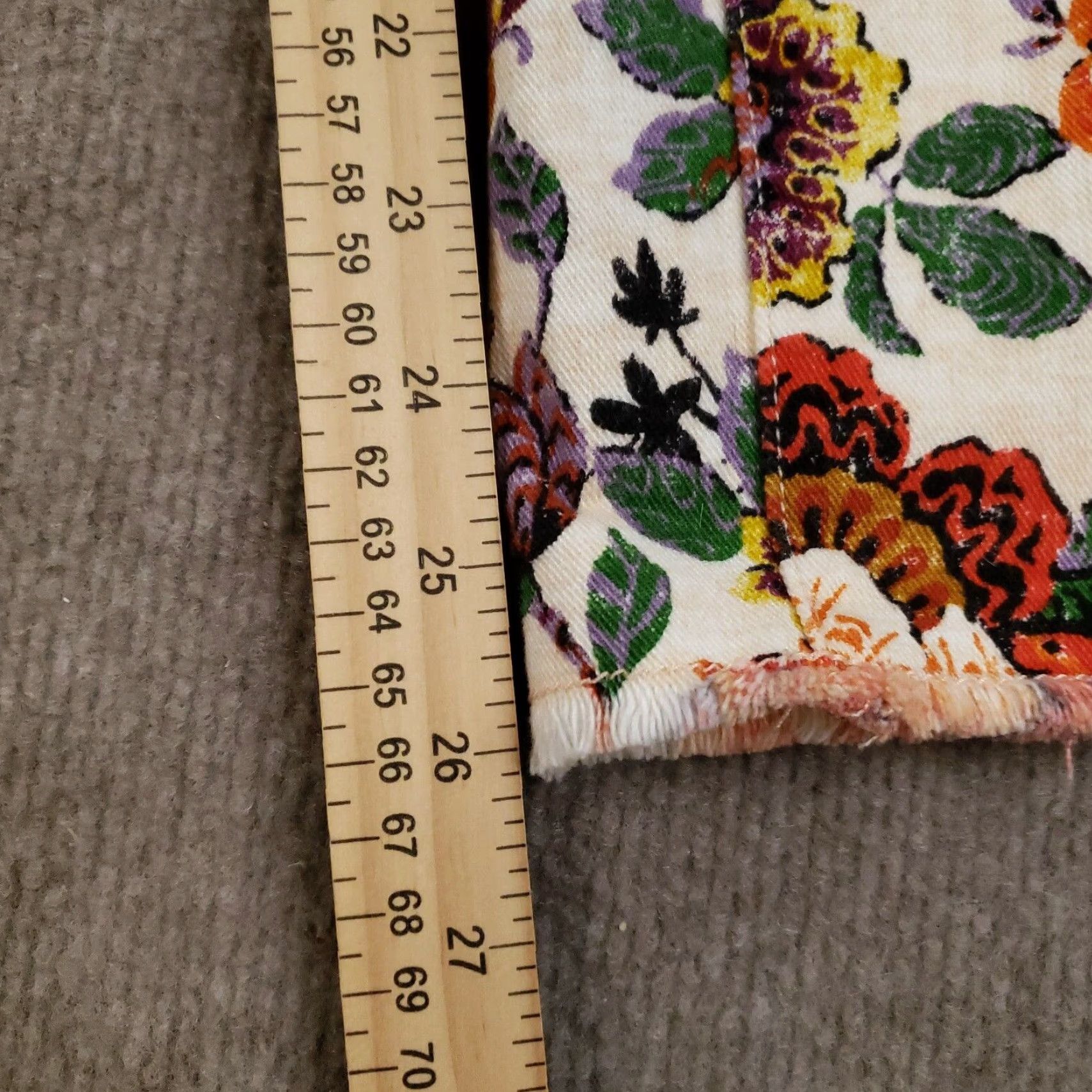 Anthropologie VINTAGE Anthropologie Pilcro Pants Womens 27 Cigarette High Rise Floral Raw Hem Boho Denim Stretch Orange 27 Mens Girls Womens Size 27" / US 4 / IT 40 - 3 Thumbnail