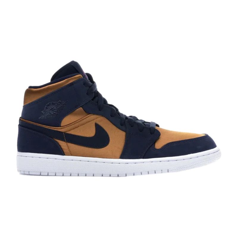 image of Jordan Brand 1 Mid Obsidian Desert Ochre Shoes in Brown, Men's (Size 11)