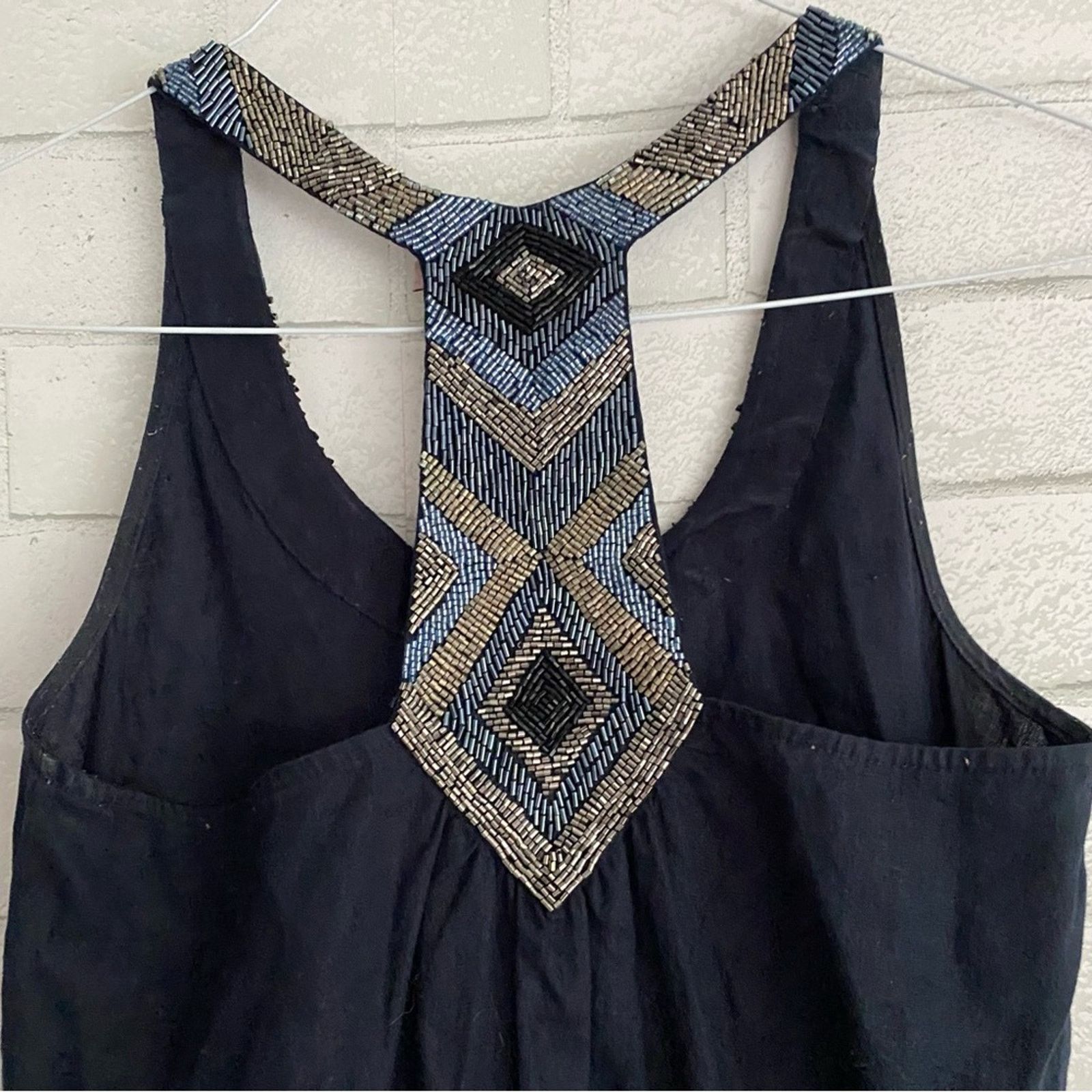 Calypso St Barth Calypso St Barth Navy Blue Linen Sequin Neck Tank Dress XS Size XS / US 0-2 / IT 36-38 - 11 Thumbnail