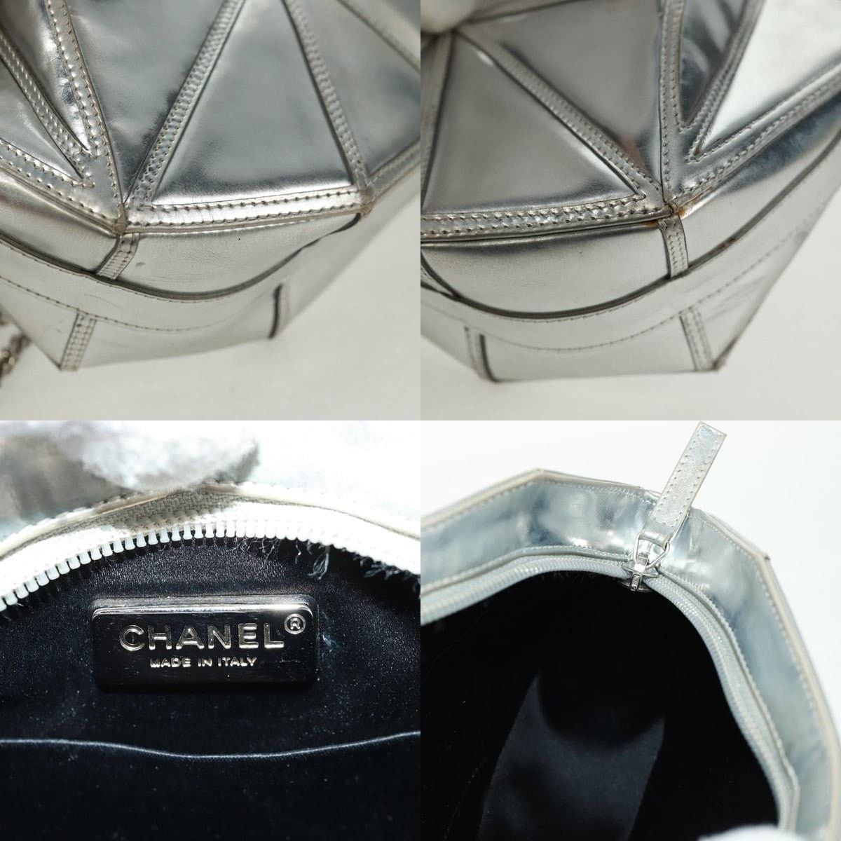 Chanel Chanel Clutch Bag Leather Silver CC Size ONE SIZE - 6 Thumbnail