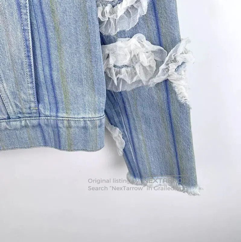 Chanel Blue Cotton Women's Jacket with Ruffles .
