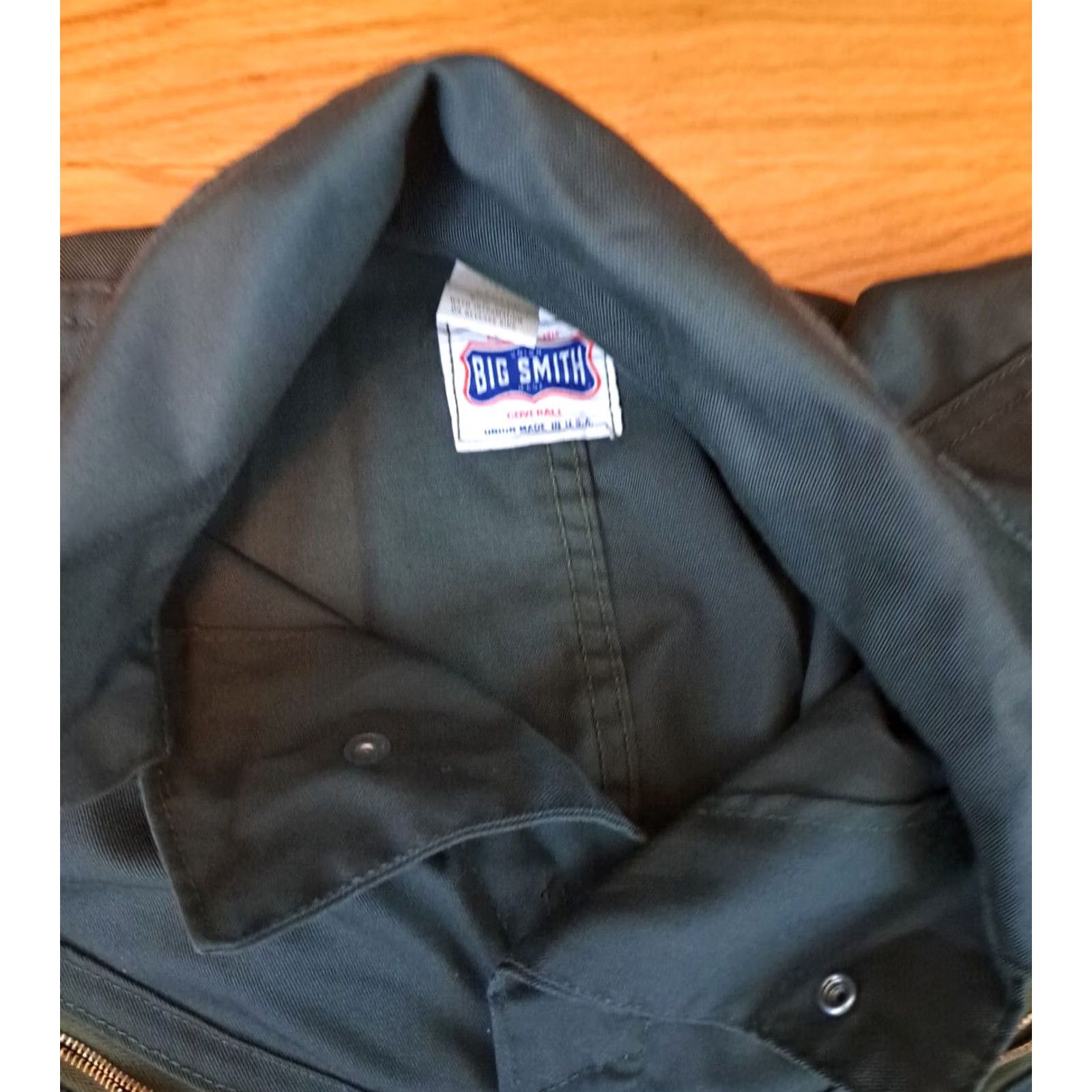 Vintage Big Smith USA made Canvas Coveralls Green Medium Pockets Ring Zipper Shop EUC Size ONE SIZE - 3 Thumbnail