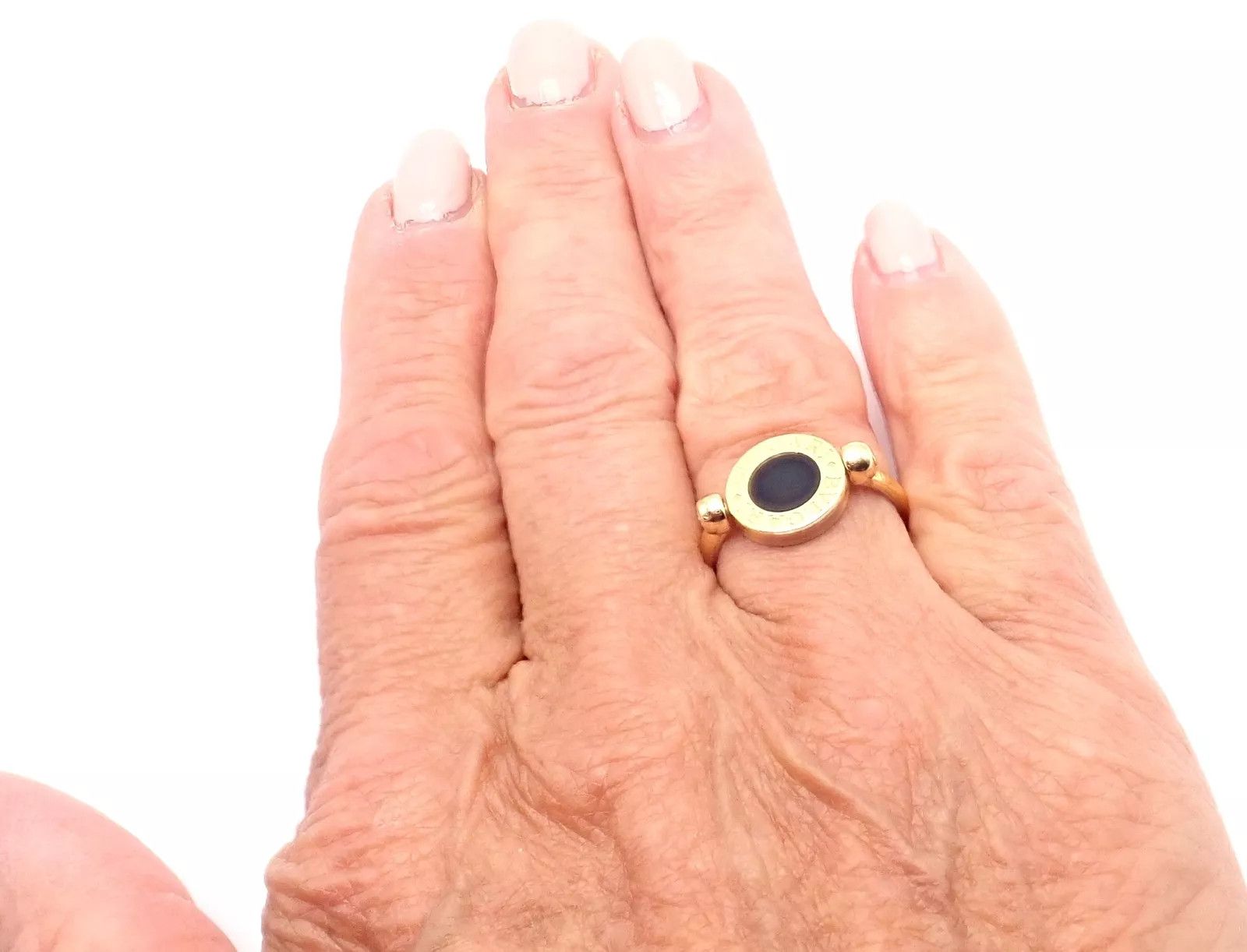 Bvlgari 18k Yellow Gold Coral Black Onyx Flip Ring Size ONE SIZE - 5 Thumbnail
