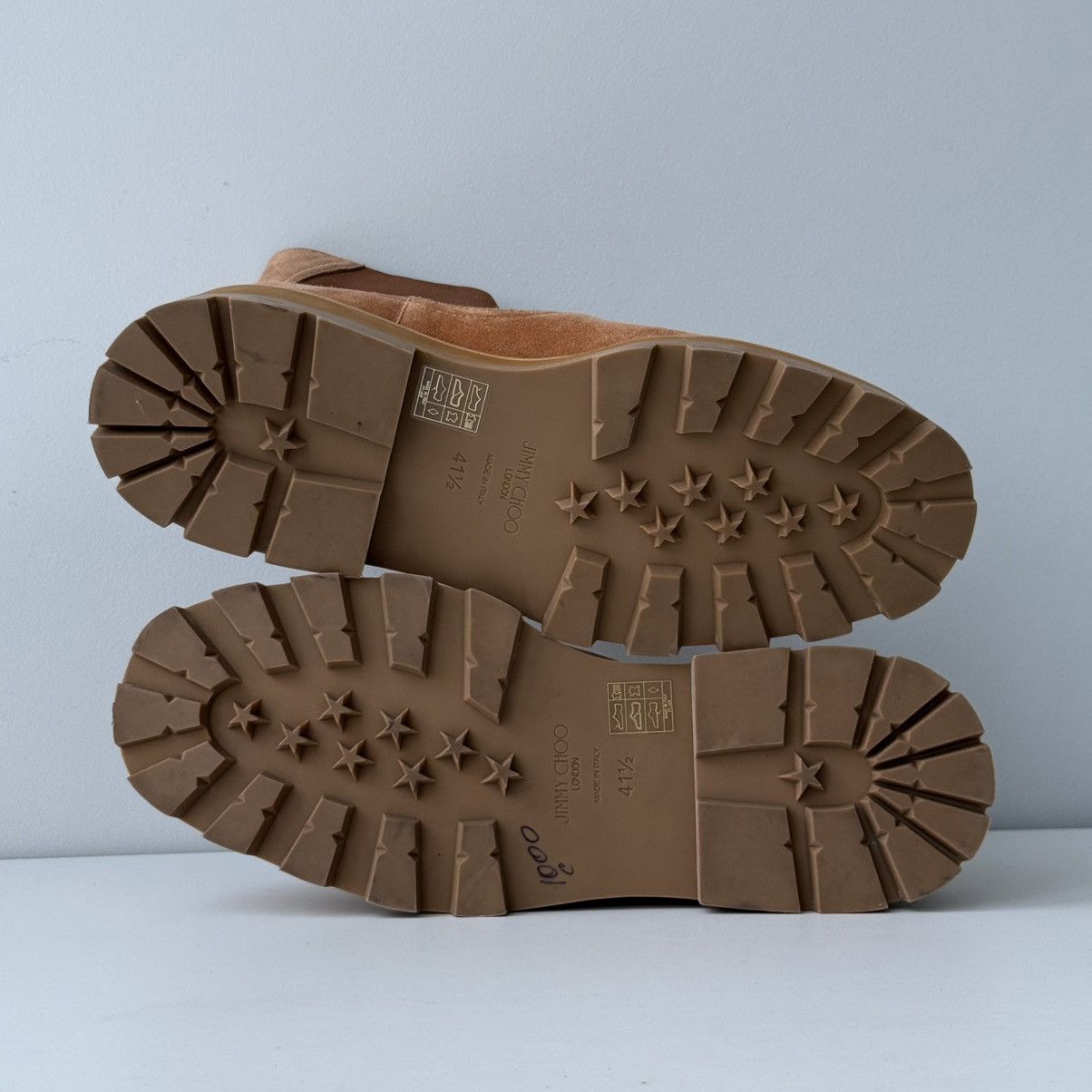 Jimmy Choo Jimmy Choo Suede Boots Caramel Crystal Platform Chelsea Size US 11 / IT 41 - 11 Thumbnail