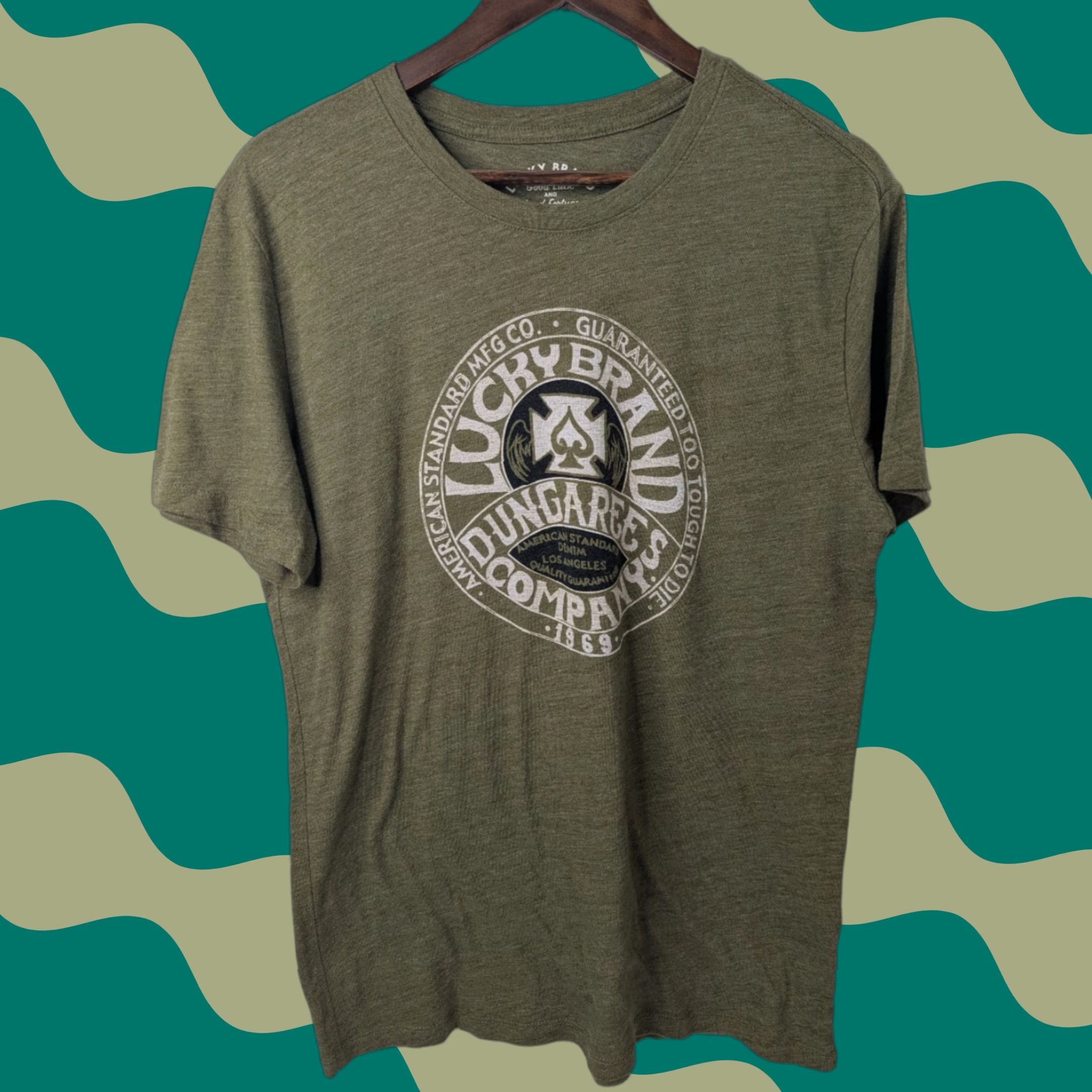 Lucky Brand Lucky Brand T-Shirt Adult M Olive Green Graphic Print Logo Crew Neck Short Sleeve Vintage No Size US M / EU 48-50 / 2 - 1 Thumbnail