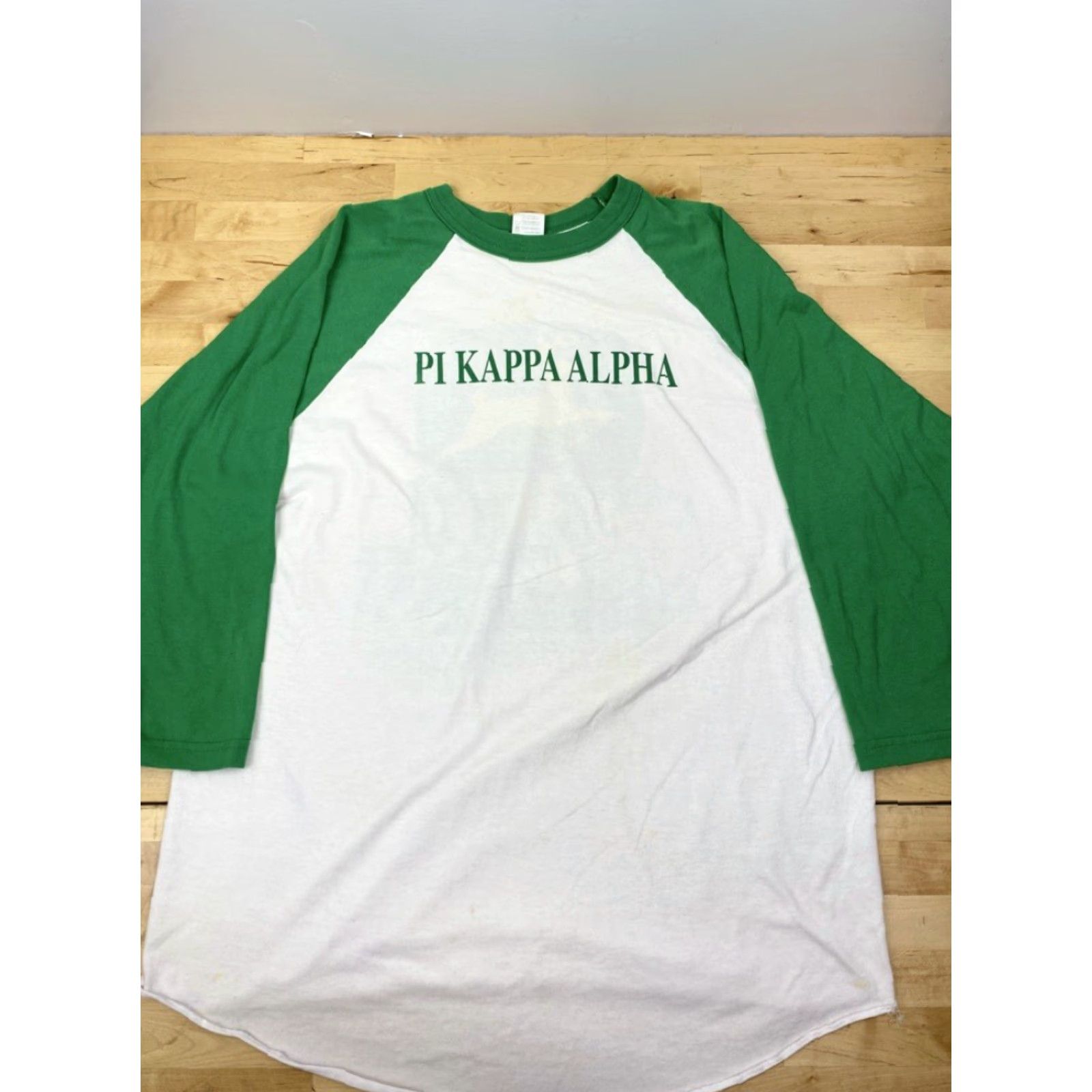 Vintage VINTAGE College Pullin' Hoes Graphic 3/4 Green T Shirt XL #3081 Size US XL / EU 56 / 4 - 2 Thumbnail