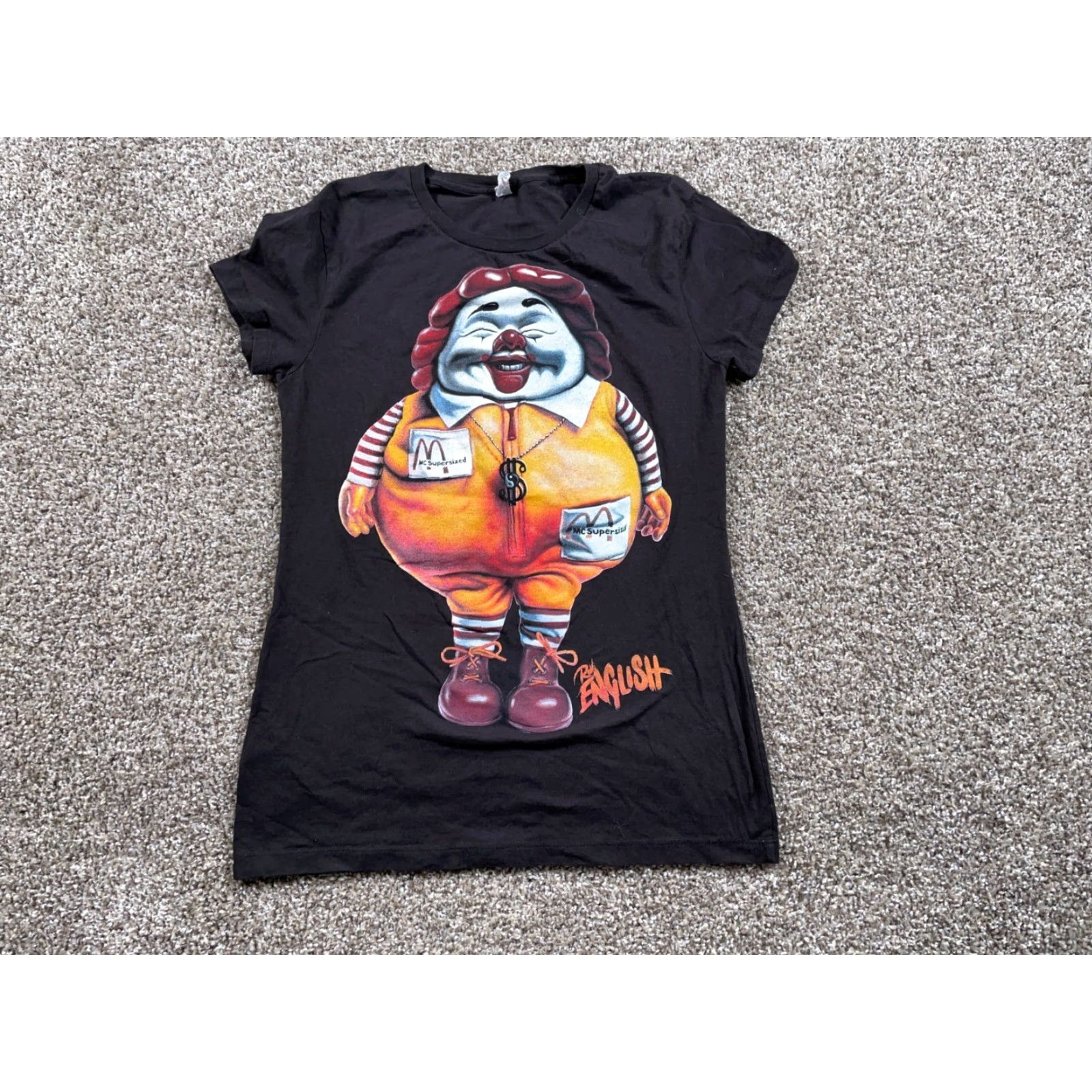 Vintage Ron English Supersized Ronald McDonald T-Shirt Women's S Black Street Art Size S / US 4 / IT 40 - 2 Thumbnail