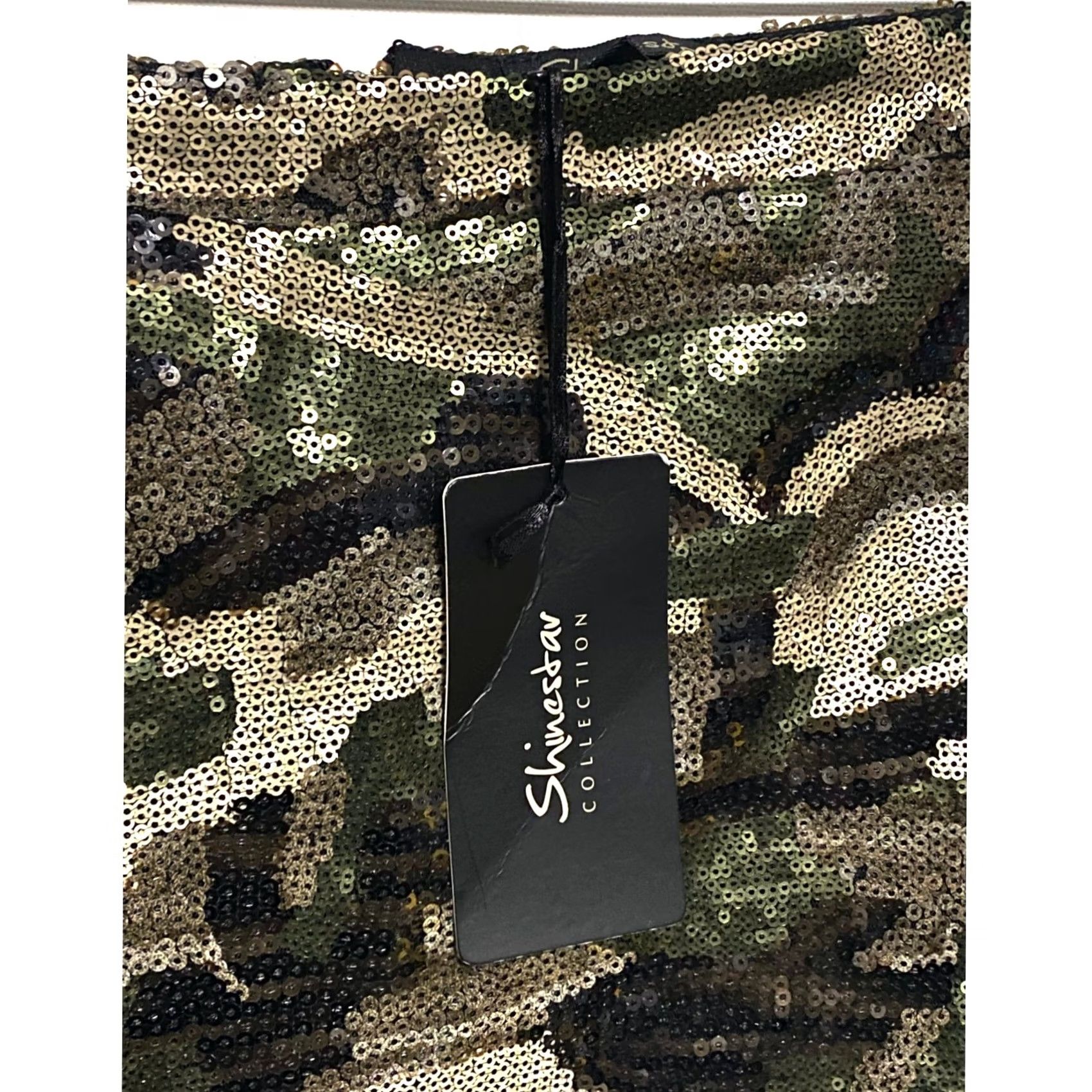Vintage Shinestar Sequin Camo Green Mini Skirt Sz M Bling Sparkle Y2K Fairy Grunge NWT Skirt Women M Green Sequin Camo NWT Mens? Size 32" / US 10 / IT 46 - 4 Thumbnail