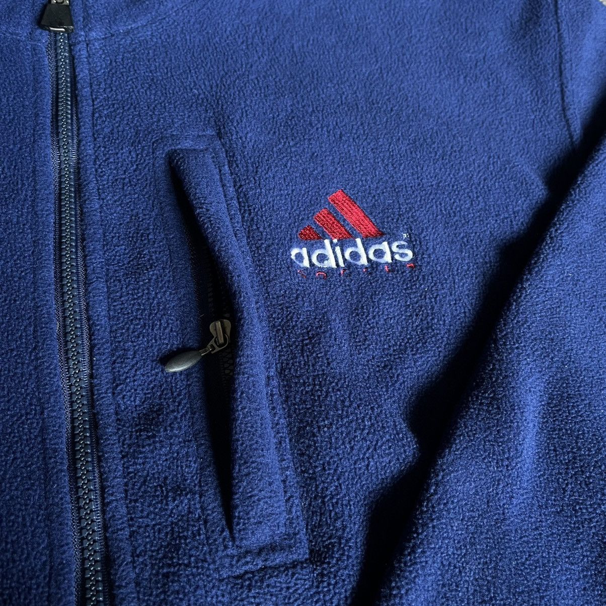 Adidas × Vintage Vintage 2000s Adidas Soccer Logo Pullover Fleece Zip Jacket Size US M / EU 48-50 / 2 - 2 Thumbnail