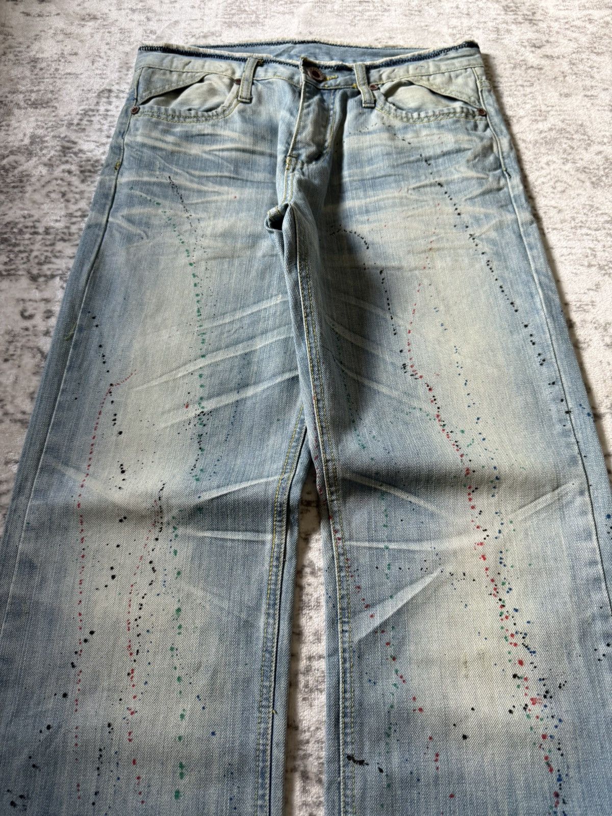 Hysteric Glamour Crazy Leopard Japan Paint Splatter Honeycomb Loose Jeans Size US 30 / EU 46 - 3 Thumbnail