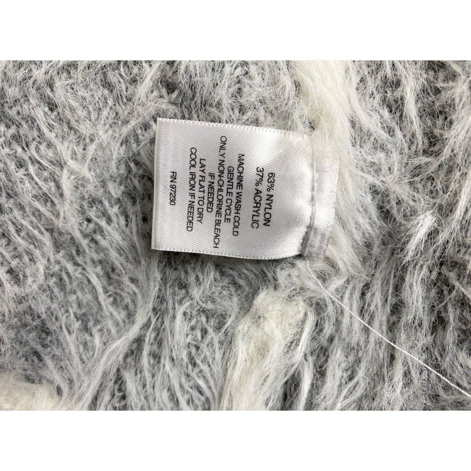 Vintage Signature Studio Cardigan Sweater Womens XL White Gray Open Front Pockets Fuzzy Size XL / US 12-14 / IT 48-50 - 6 Thumbnail