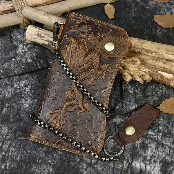 Japanese Brand × Leather × Vintage Genuine Leather Men's Wallet Dragon Size ONE SIZE - 1 Thumbnail