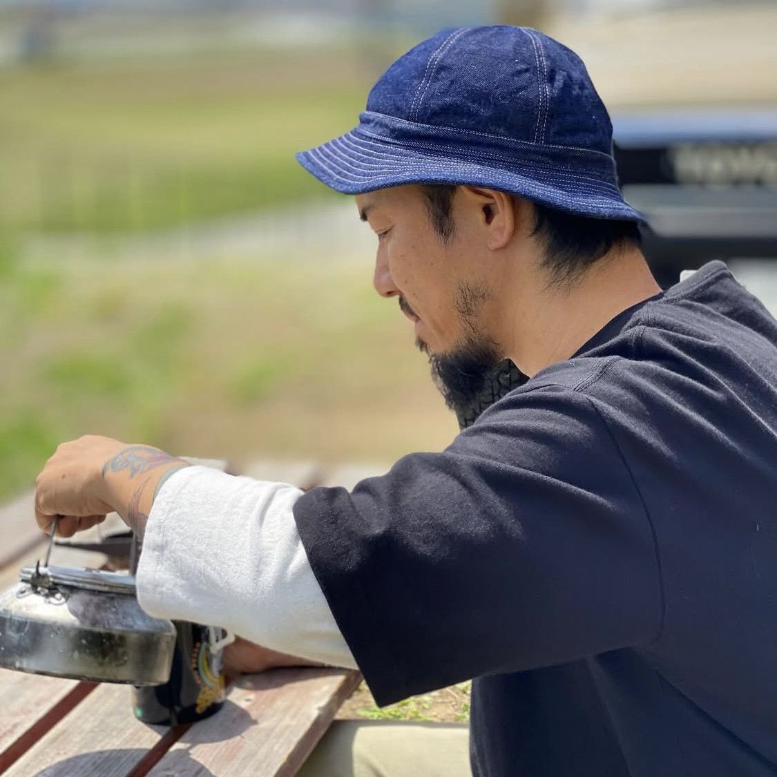 Japanese Brand OG Classic Hat Onaoshi George Local Clothing Red Line Denim Size ONE SIZE - 3 Thumbnail