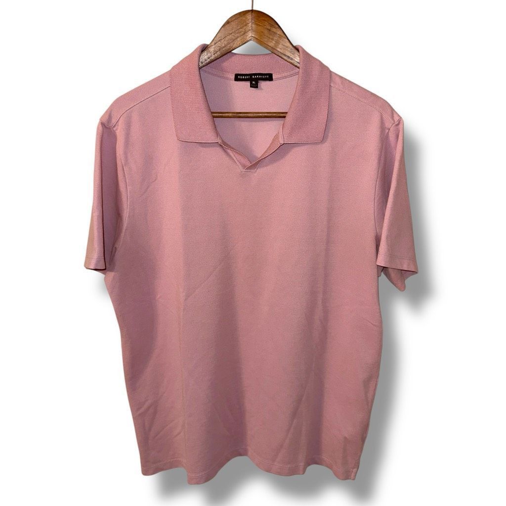 Robert Barakett Robert Barakett Blush Pink Open Collar Knit Polo Shirt XL Size US XL / EU 56 / 4 - 1 Thumbnail