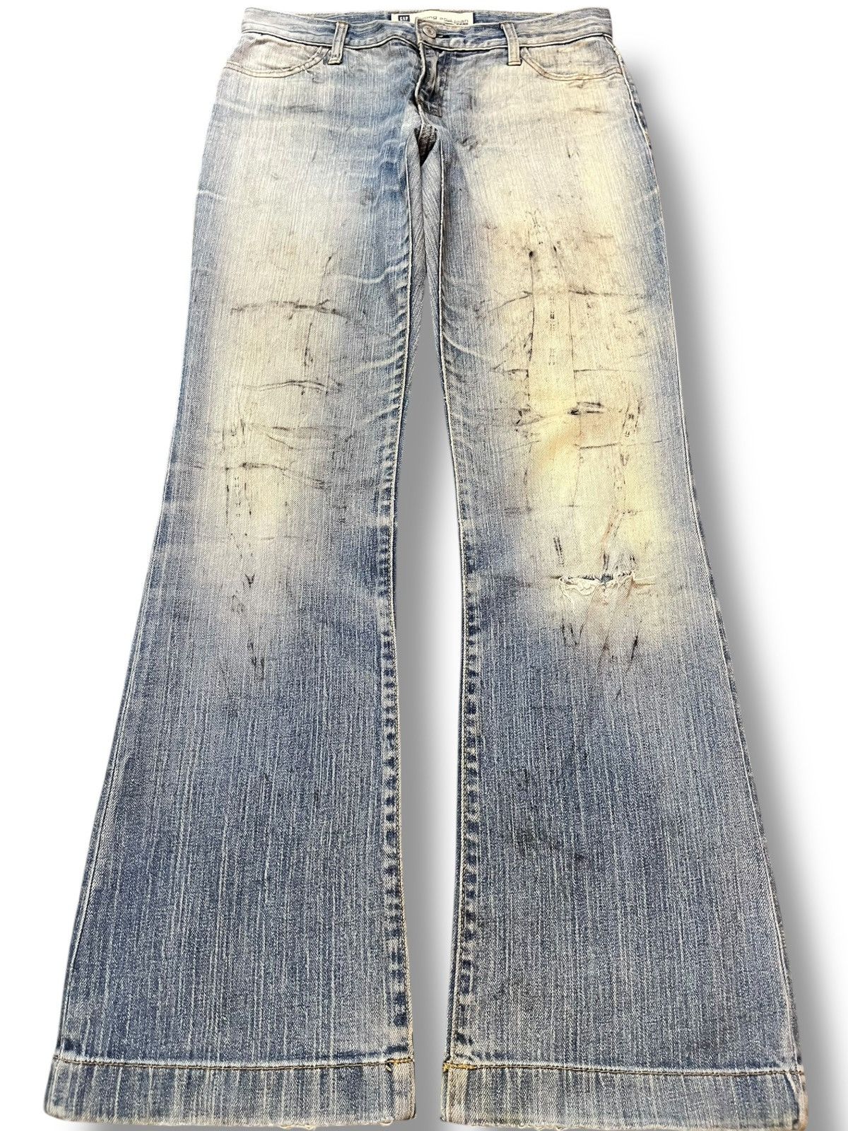 Gap Vintage Gap Long And Lean Flare Mudwash Distressed Denim Size US 30 / EU 46 - 1 Thumbnail