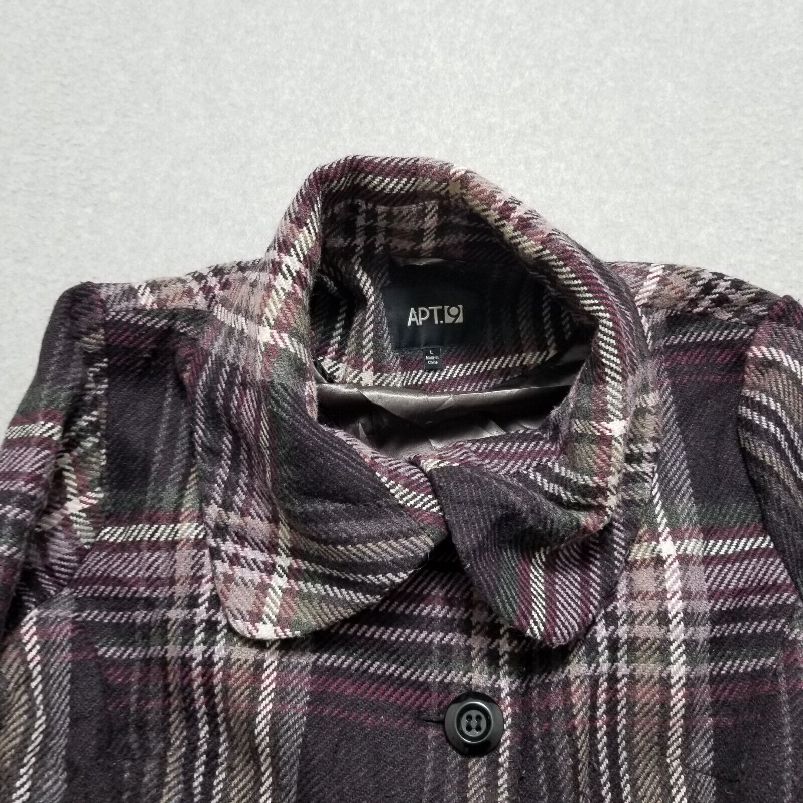 Apt. 9 Apt 9 Womens Coat Large Plaid Pockets Buttons Belt Outdoor Size L / US 10 / IT 46 - 3 Thumbnail